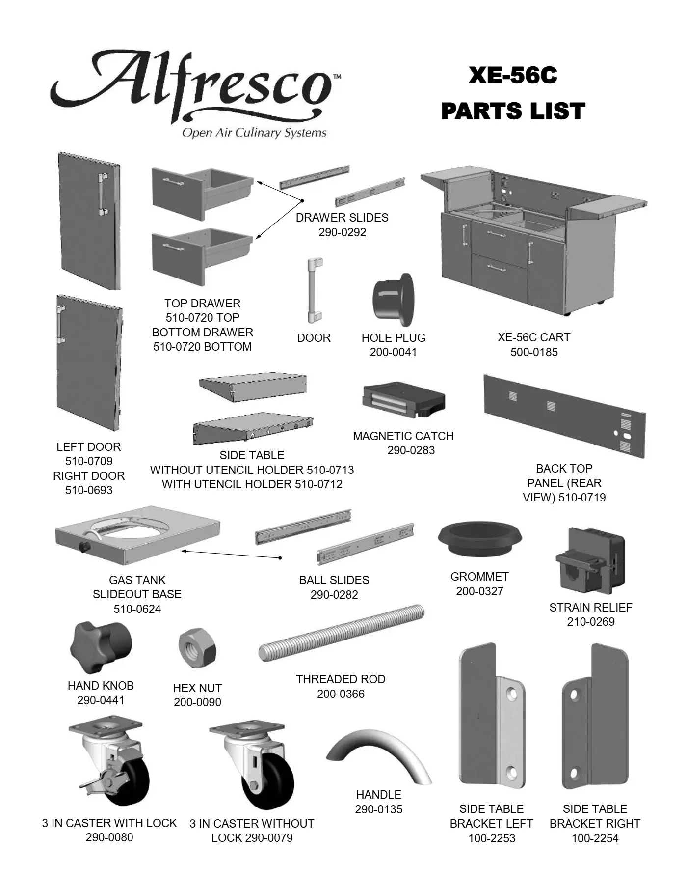 XE-56C Grill Cart Parts parts diagram