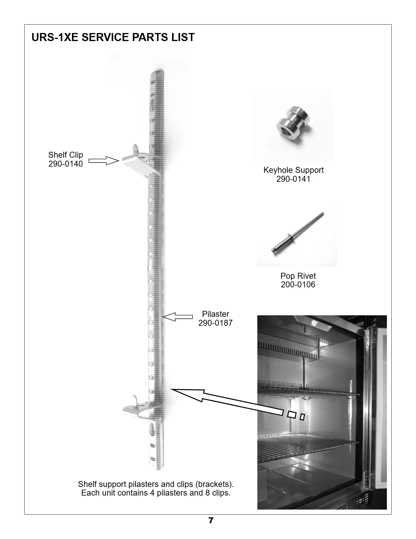 URS-1XE Refrigerator Parts page 4 parts diagram
