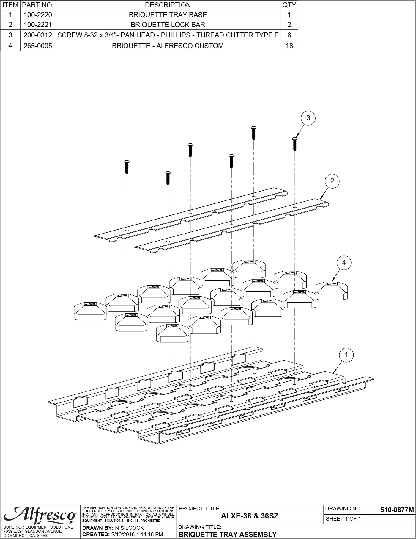 ALXE-36 and ALXE-36SZ Grill Briquette Tray Assembly parts diagram
