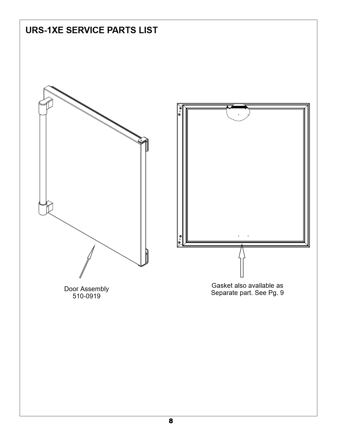 URS-1XE Refrigerator Parts page 5 parts diagram