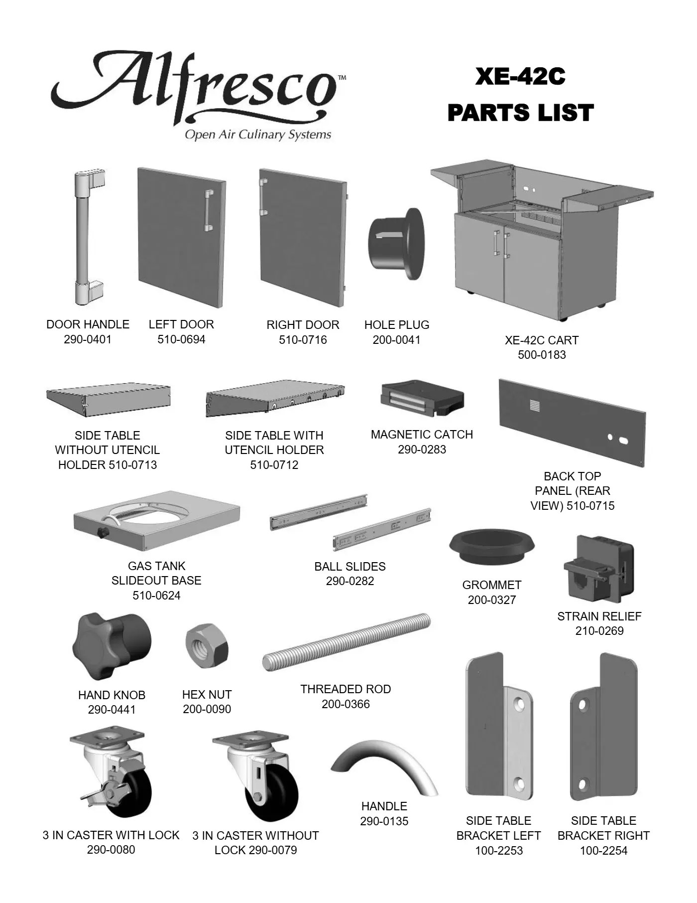 XE-42C Grill Cart Parts parts diagram