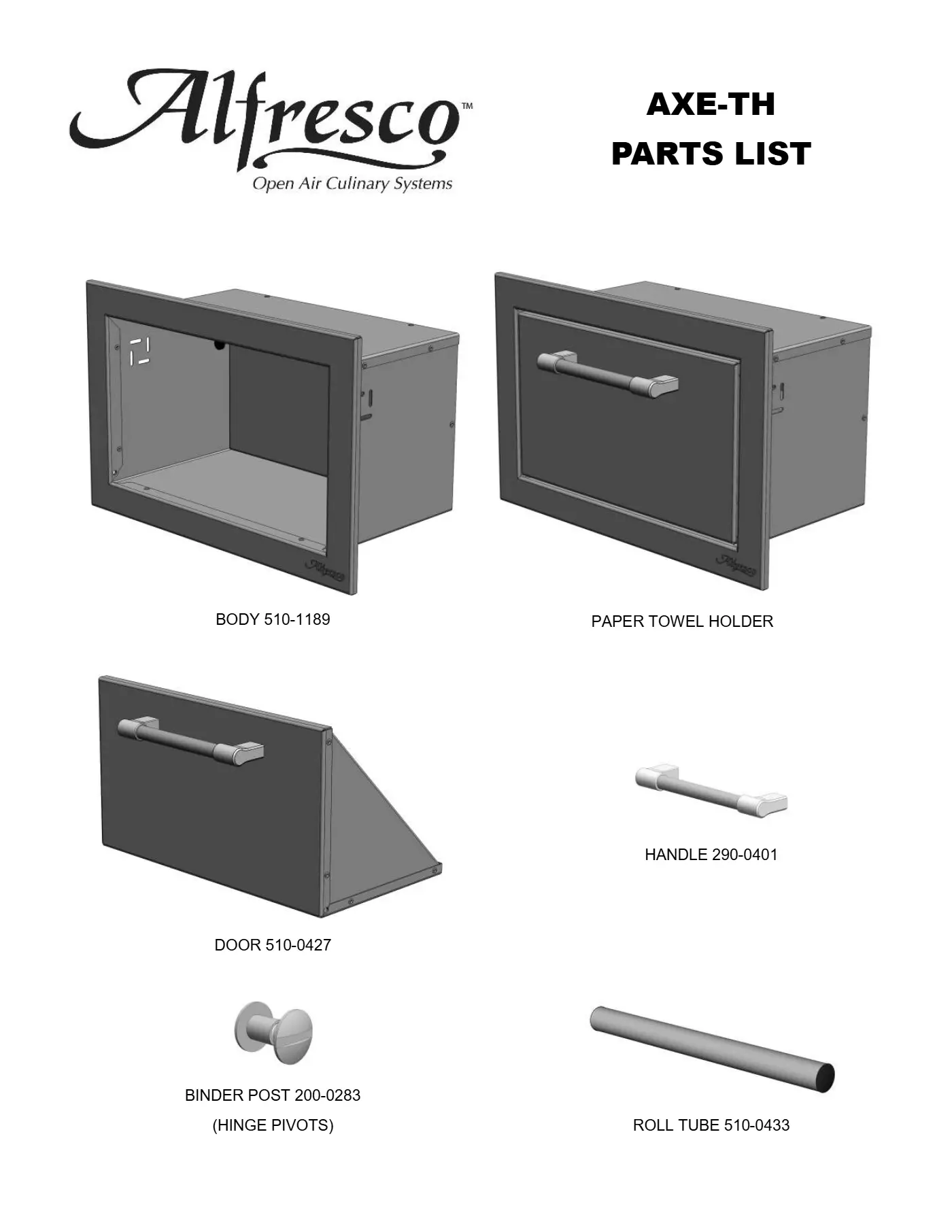 AXE-TH Paper Towel Holder Parts parts diagram