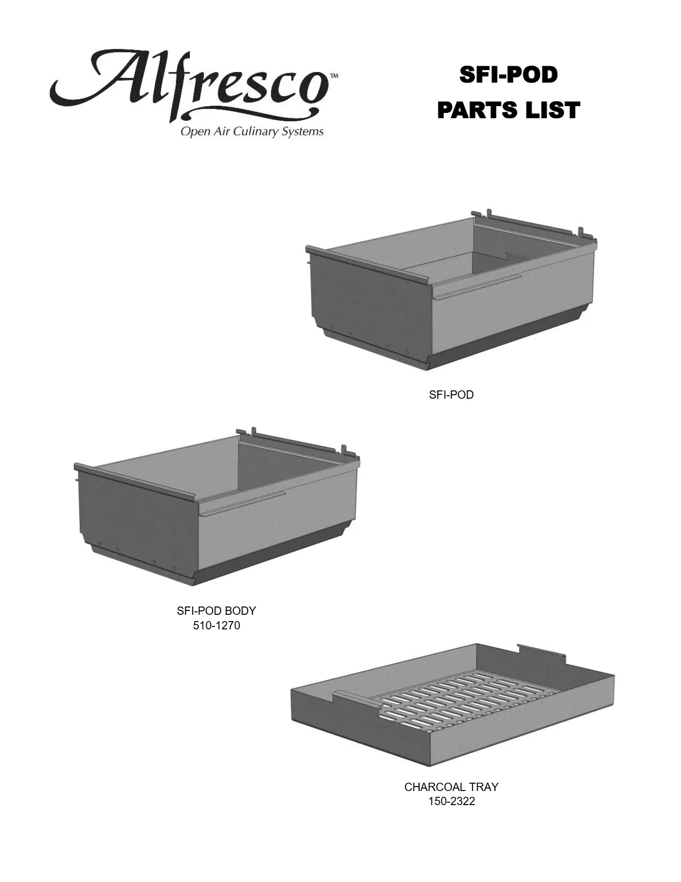 SFI-POD Charcoal Pod Parts parts diagram