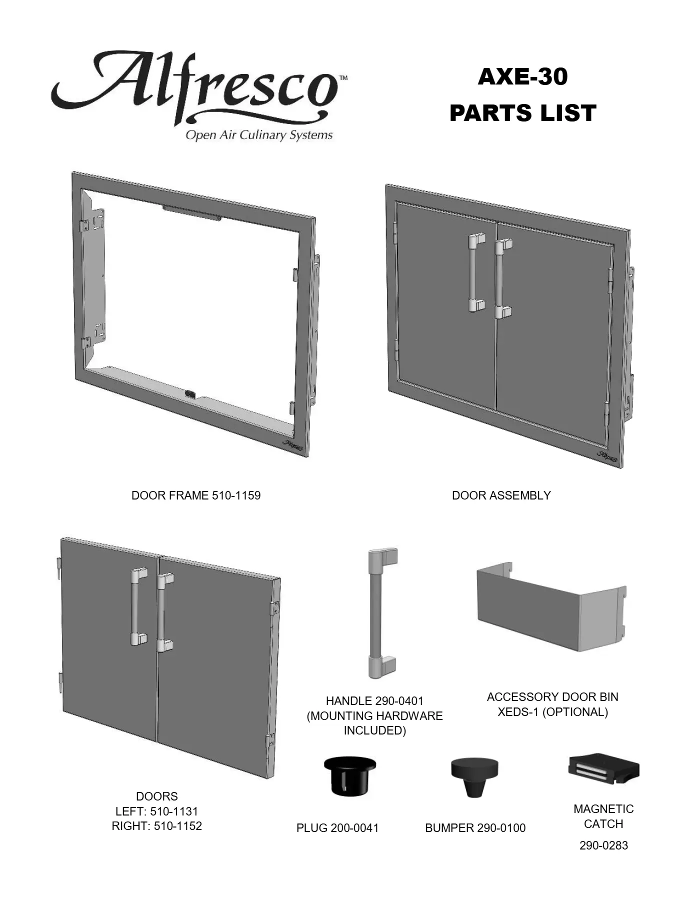 AXE-30 Double Access Doors Parts parts diagram