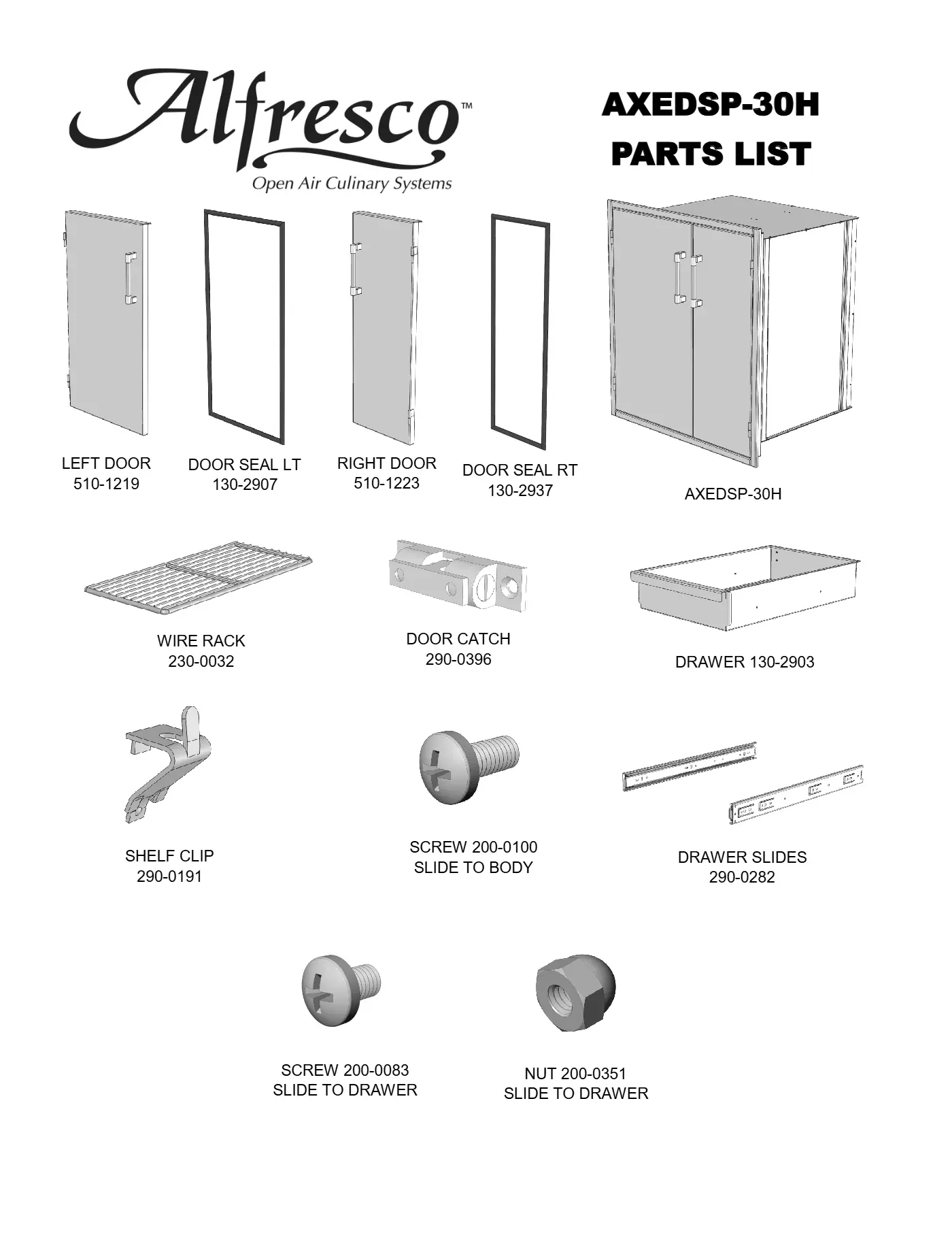 AXEDSP-30H Dry Storage Pantry Parts parts diagram