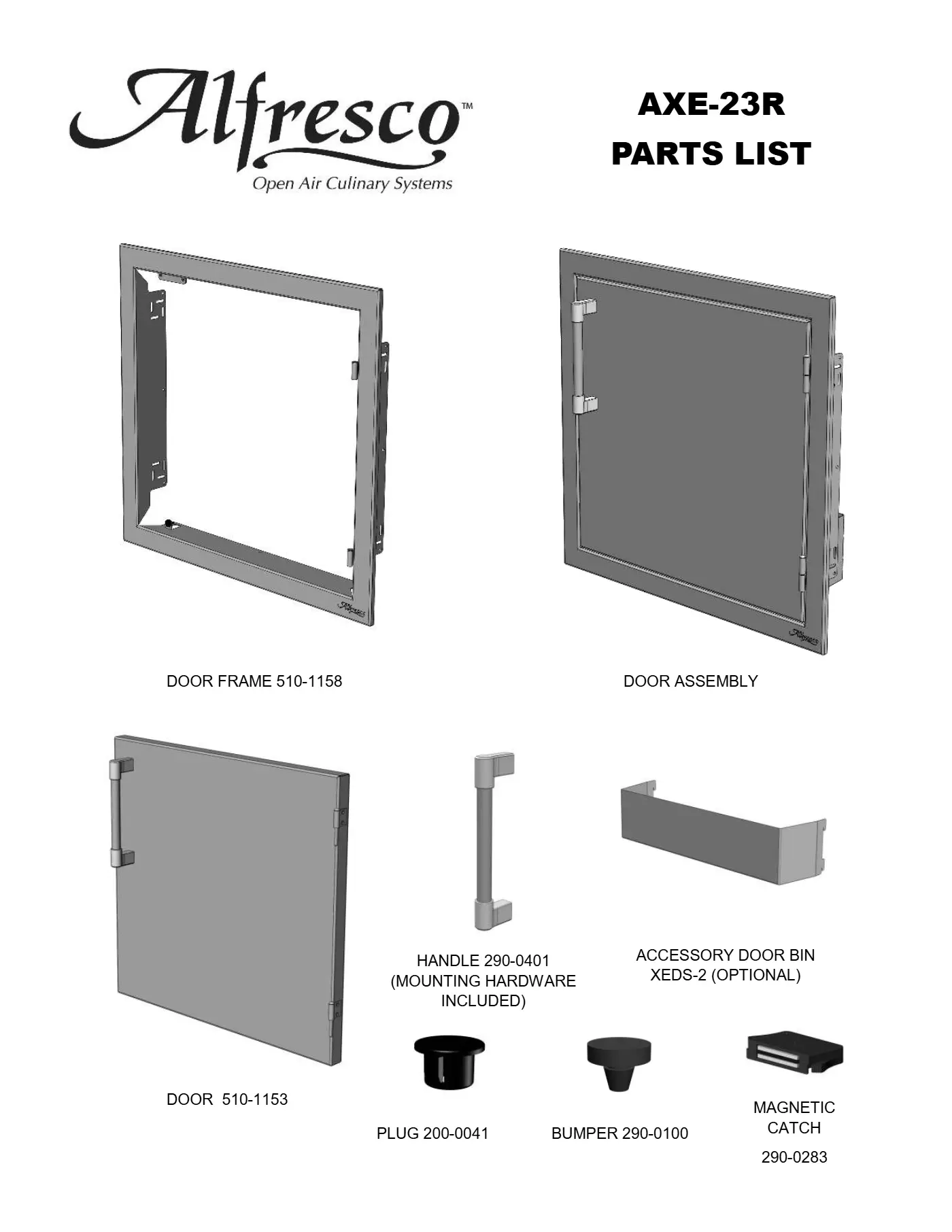 AXE-23R Access Door Parts parts diagram