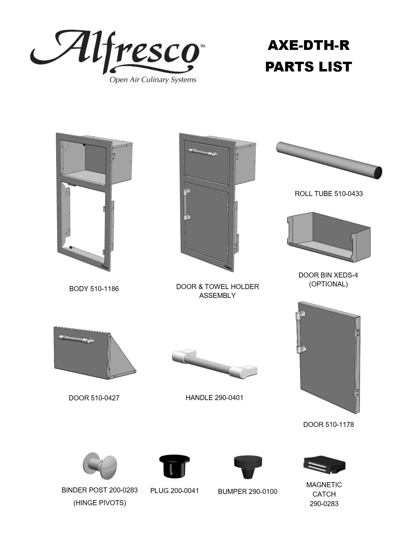 AXE-DTH-R Door with Trash Holder Parts parts diagram