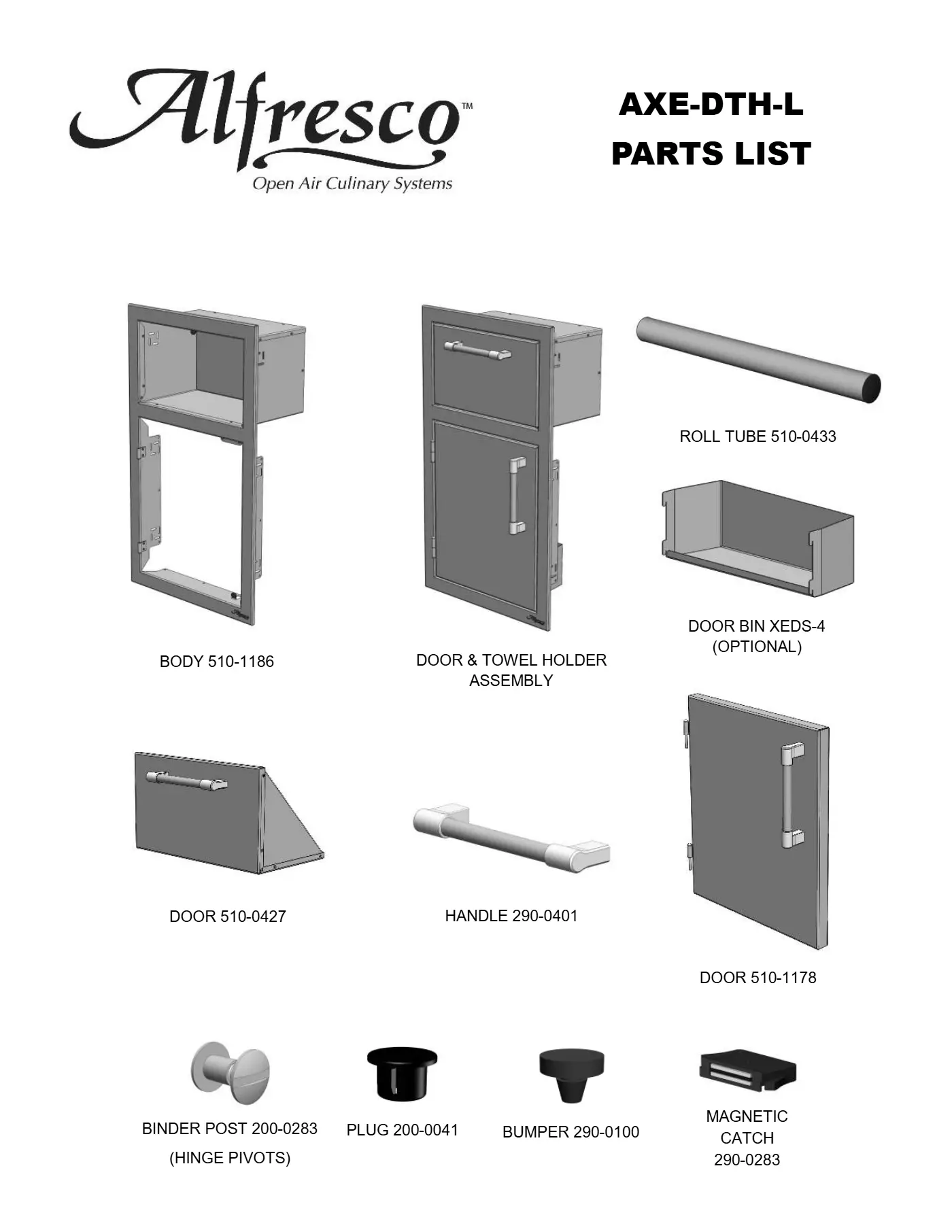 AXE-DTH-L Door with Trash Holder Parts parts diagram