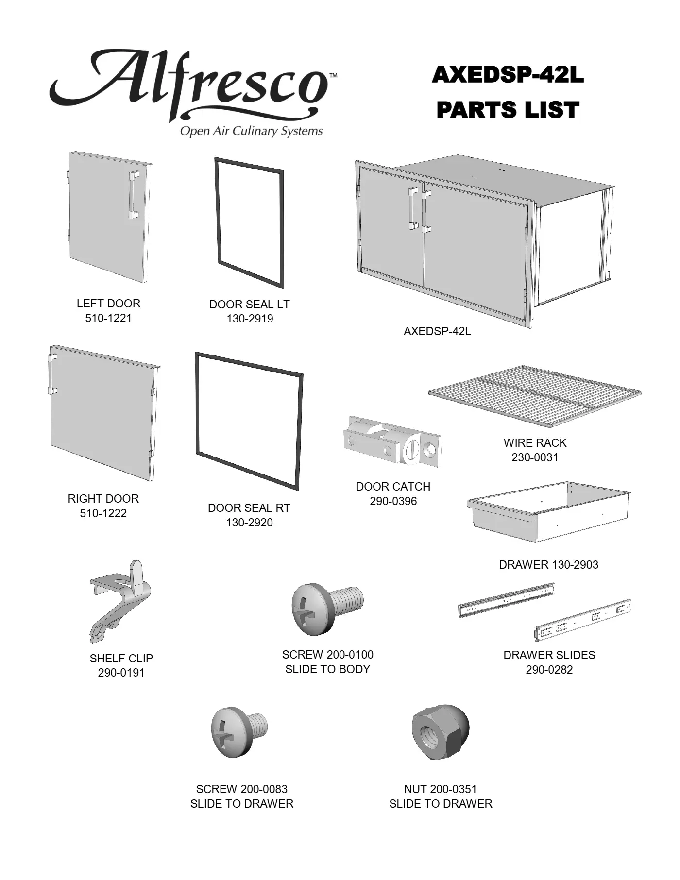 AXEDSP-42L Dry Storage Pantry Parts parts diagram
