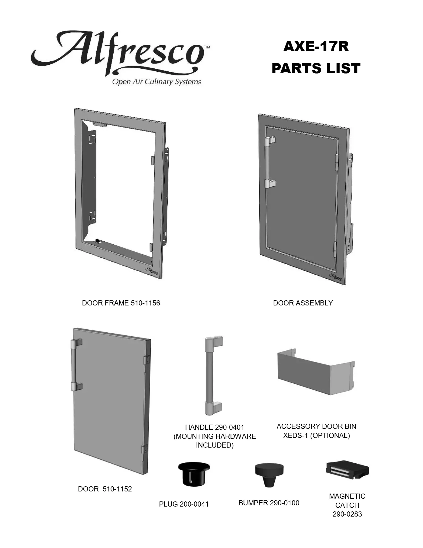AXE-17R Access Door Parts parts diagram