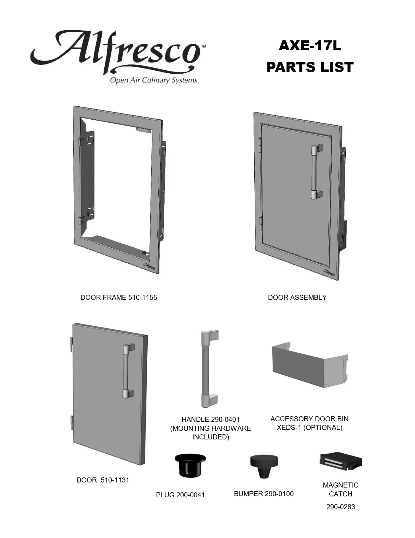 AXE-17L Access Door Parts parts diagram