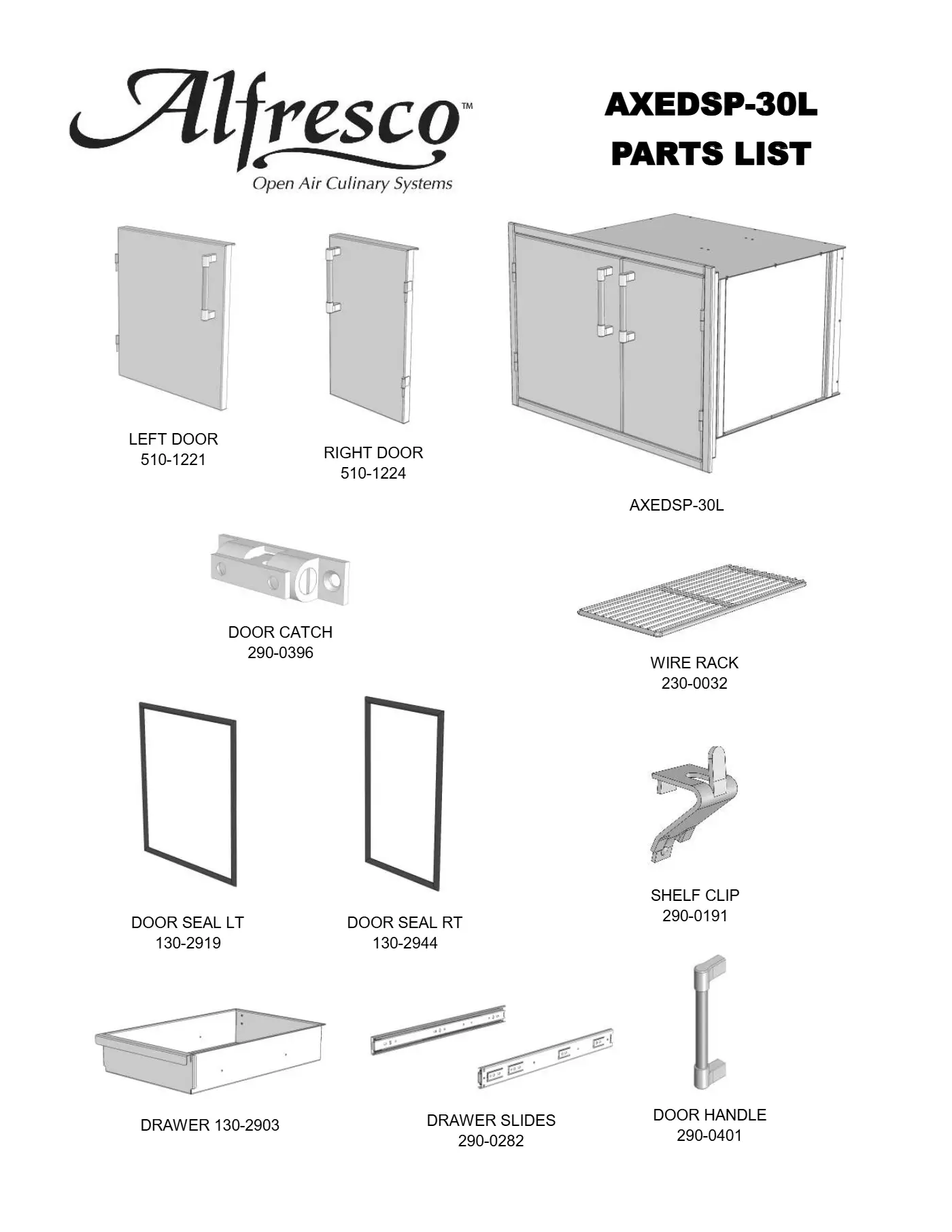 AXEDSP-30L Dry Storage Pantry Parts parts diagram