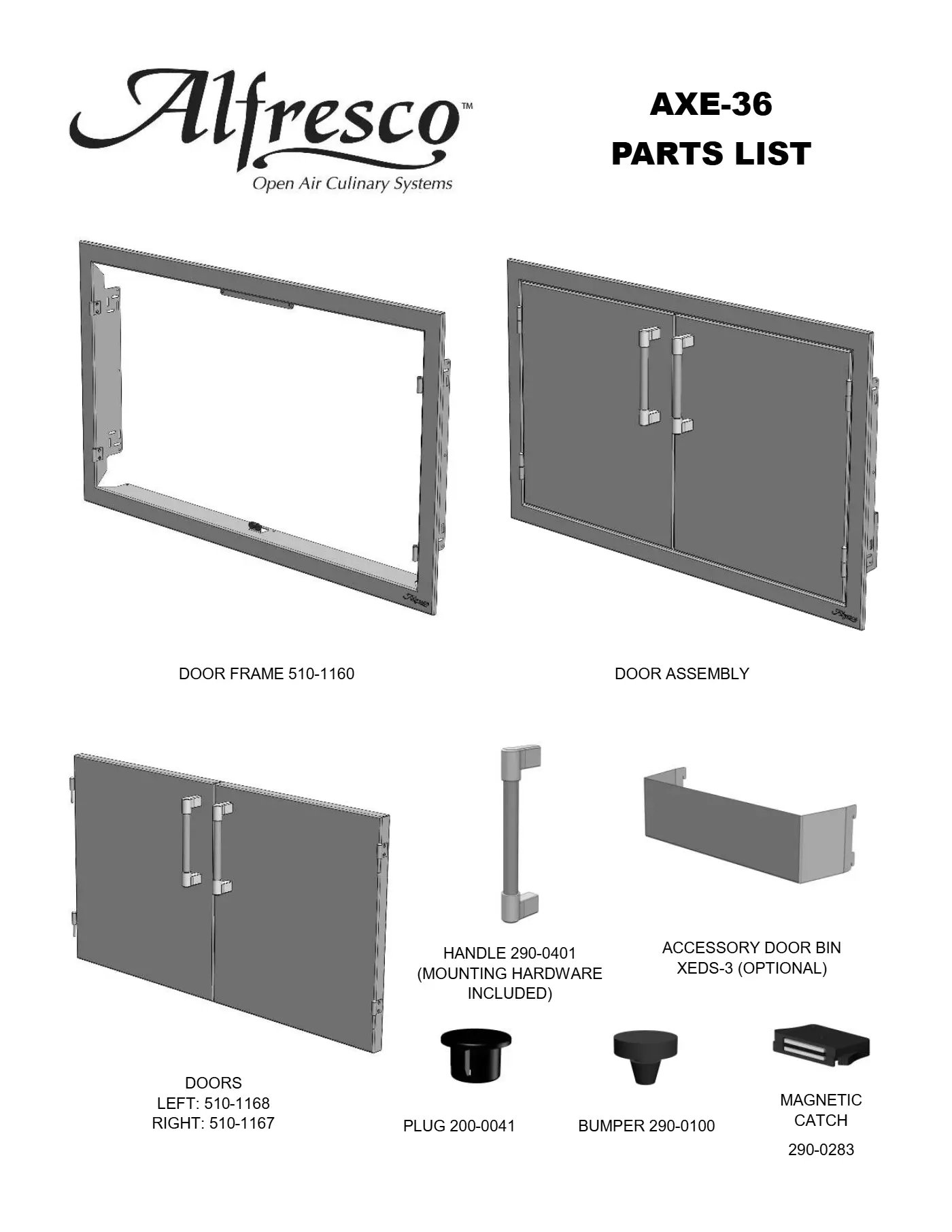 AXE-36 Double Access Doors Parts parts diagram