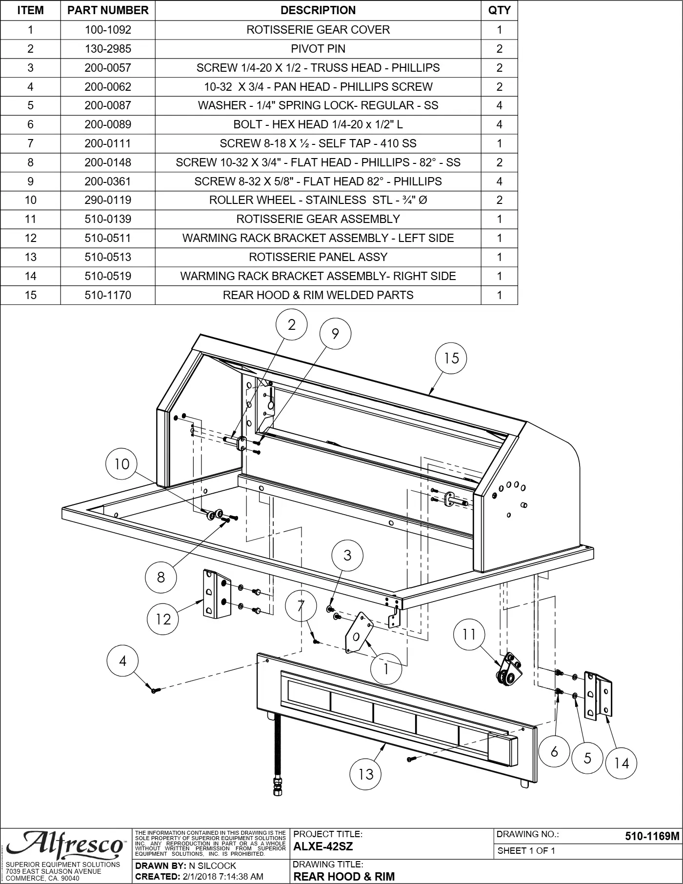 ALXE-42 and ALXE-42SZ Grill Rear Hood & Rim parts diagram