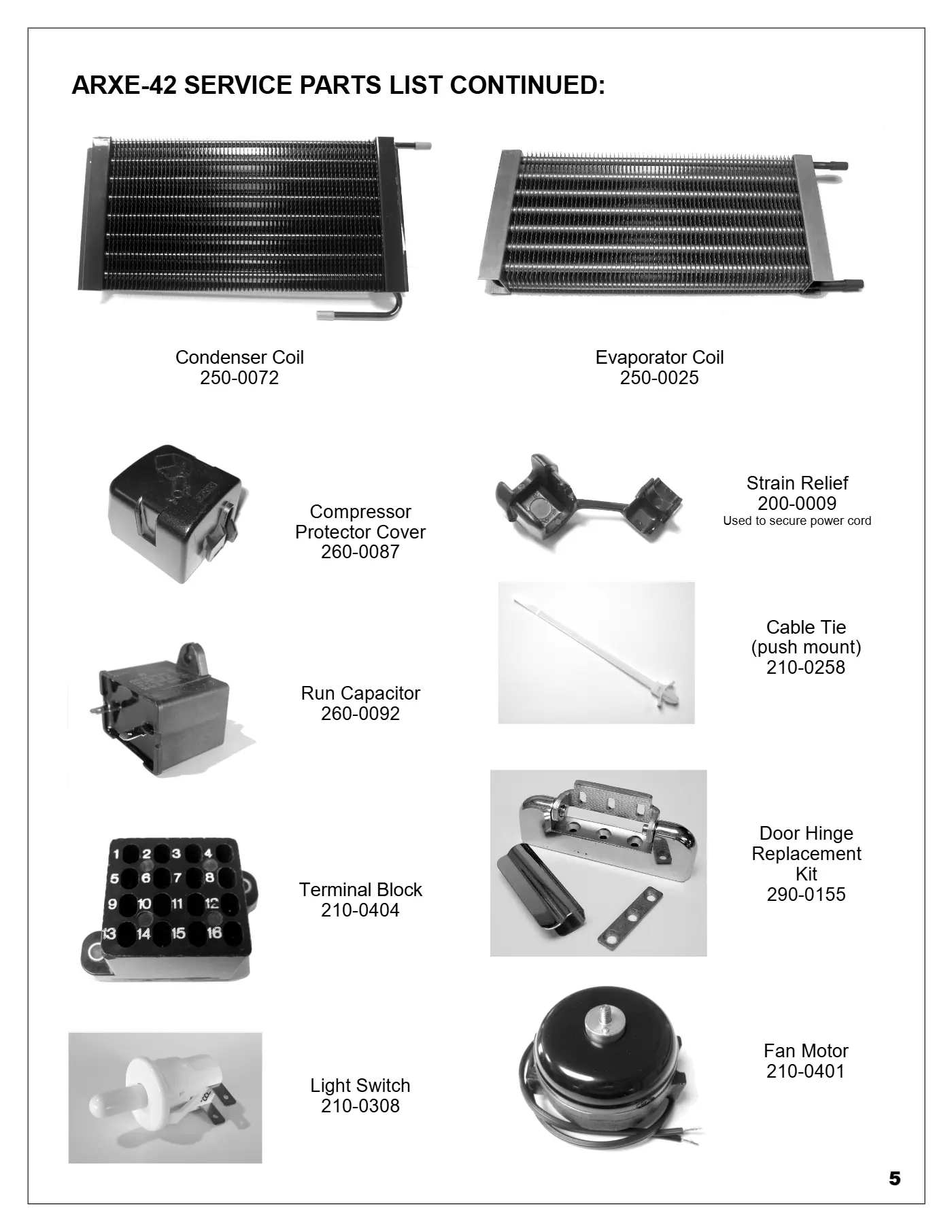 ARXE-42 Refrigerator Parts page 2 parts diagram