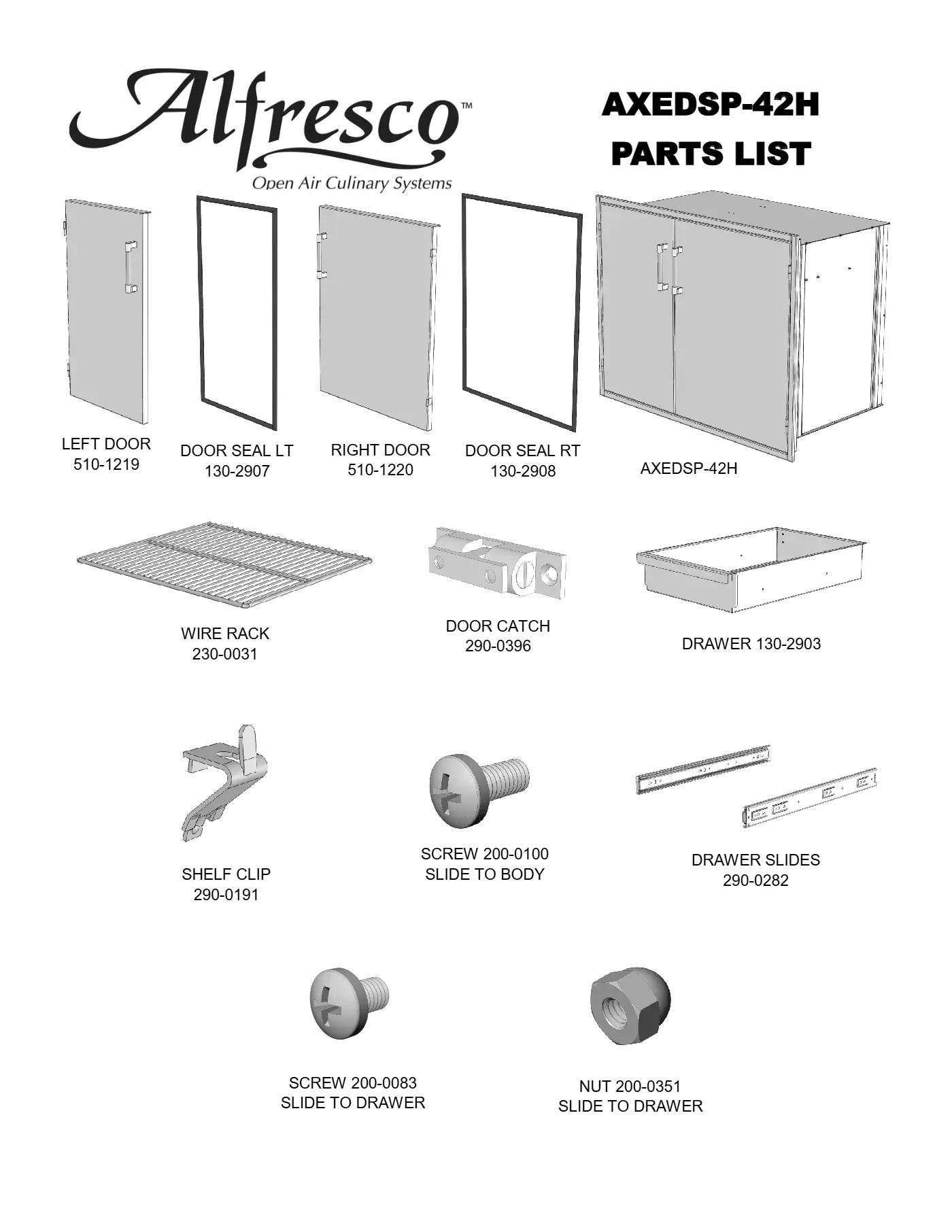 AXEDSP-42H Dry Storage Pantry Parts parts diagram