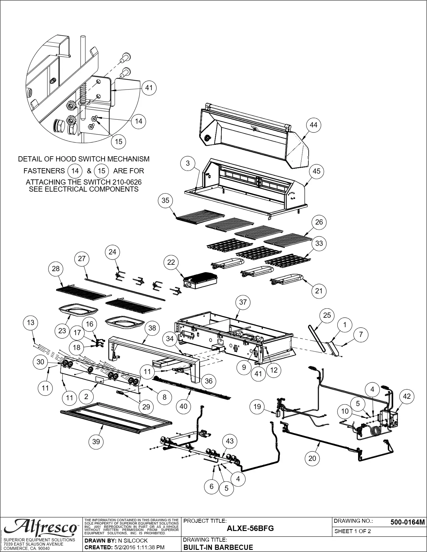 ALXE-56BFG Grill Complete Unit (Main Assembly) parts diagram