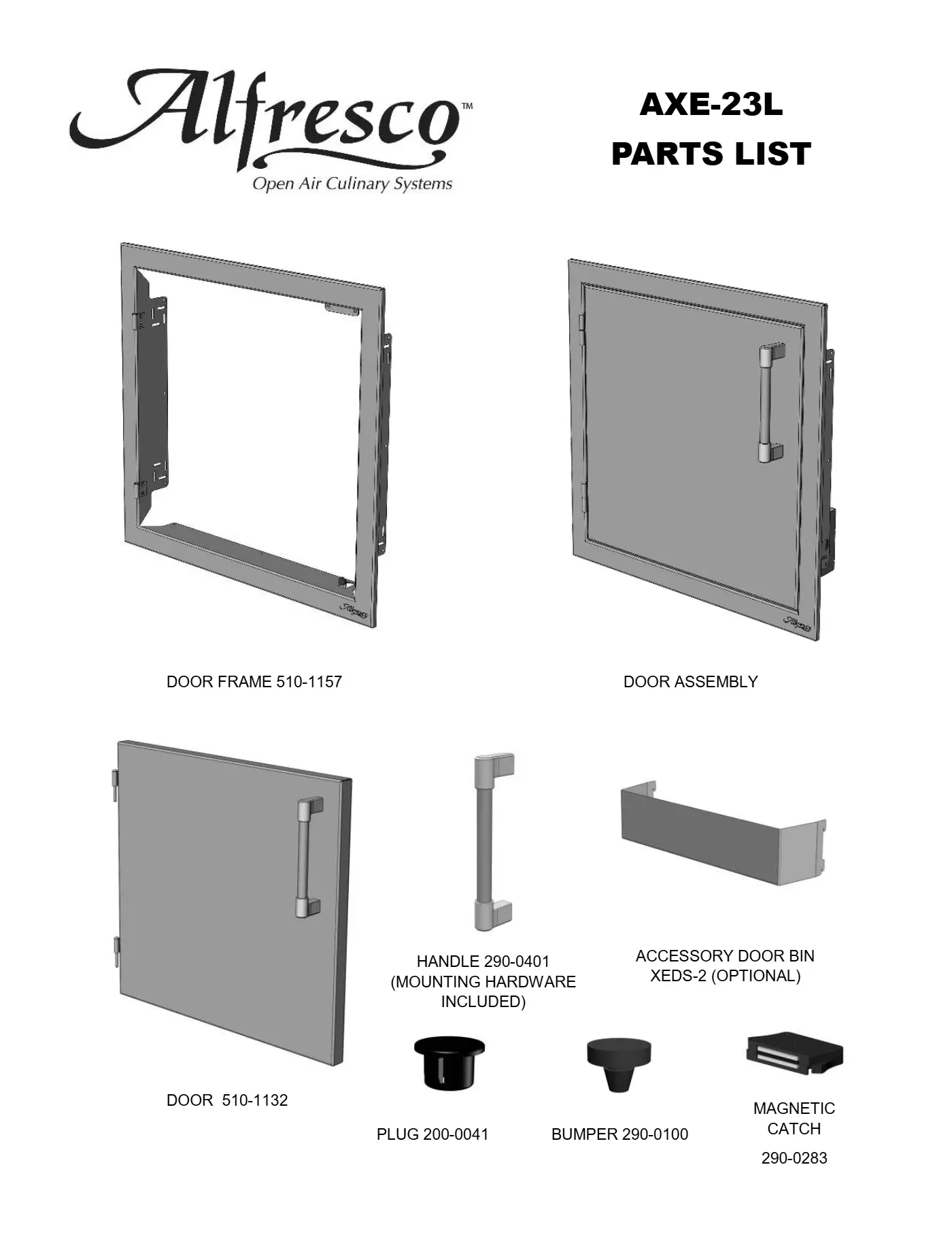 AXE-23L Access Door Parts parts diagram