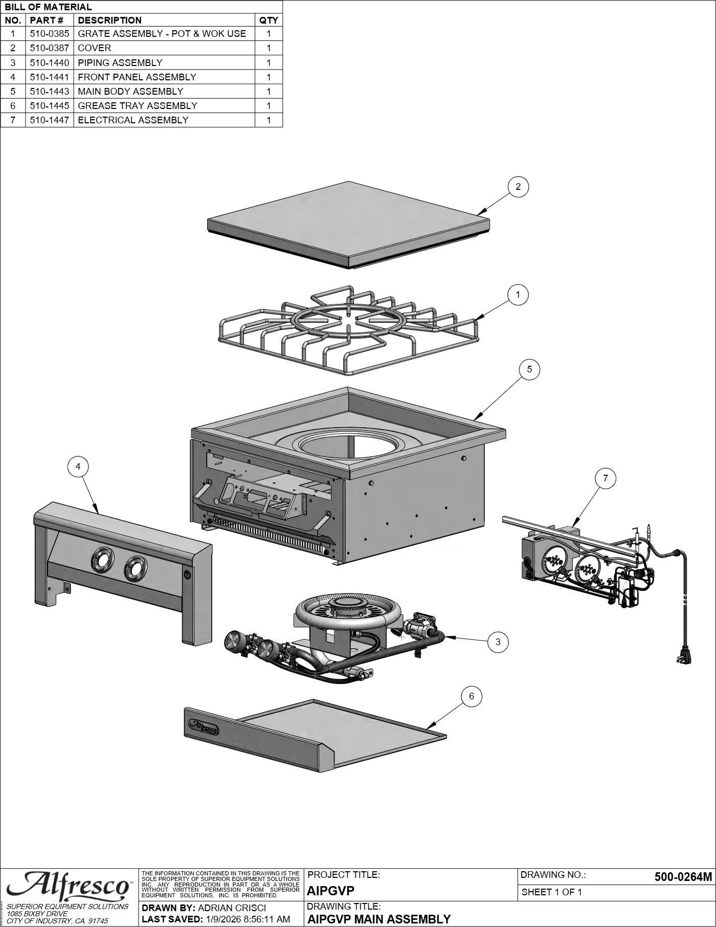 AIPGVP Versa Power Burner Complete Unit (Main Assembly) parts diagram