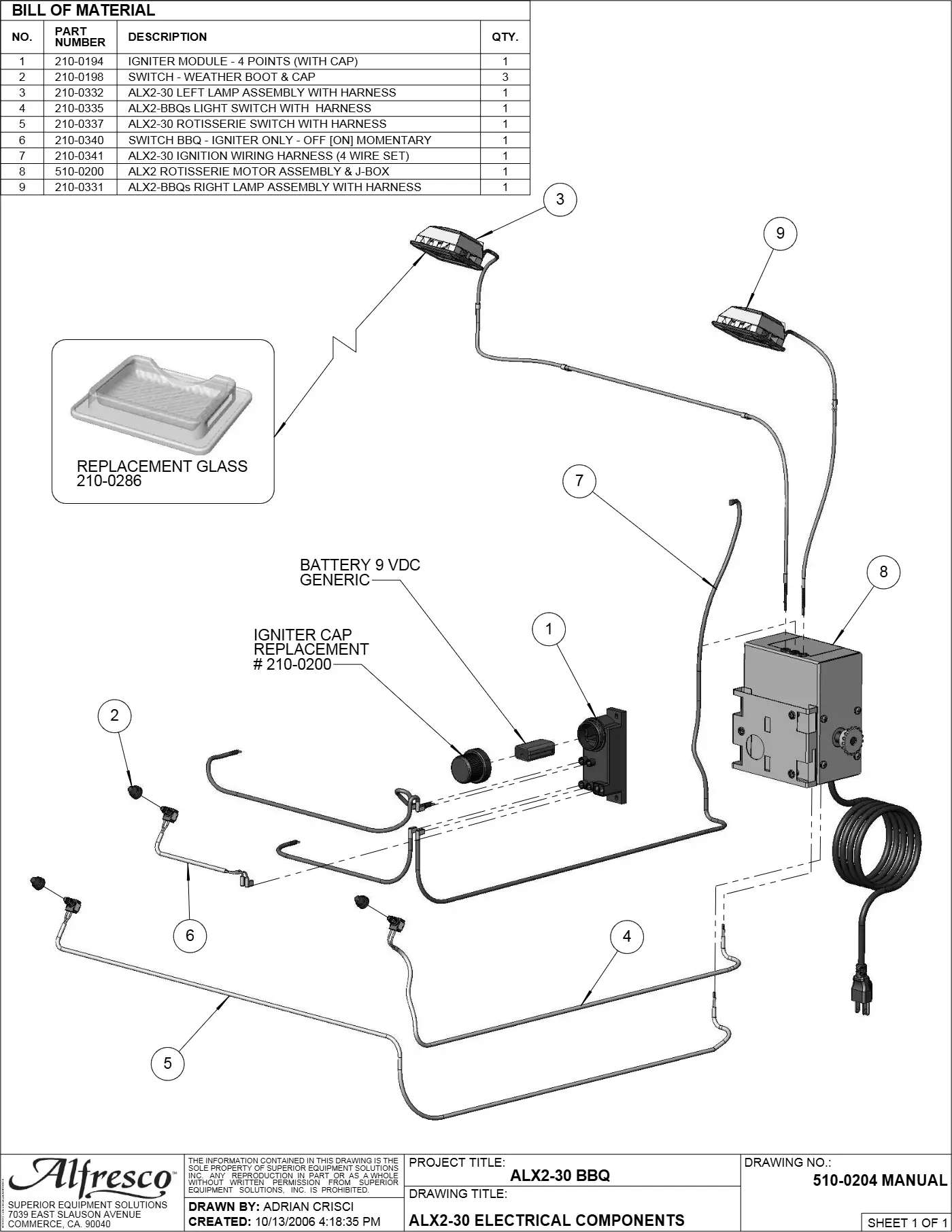 ALX2-30 Grill Electrical Components parts diagram