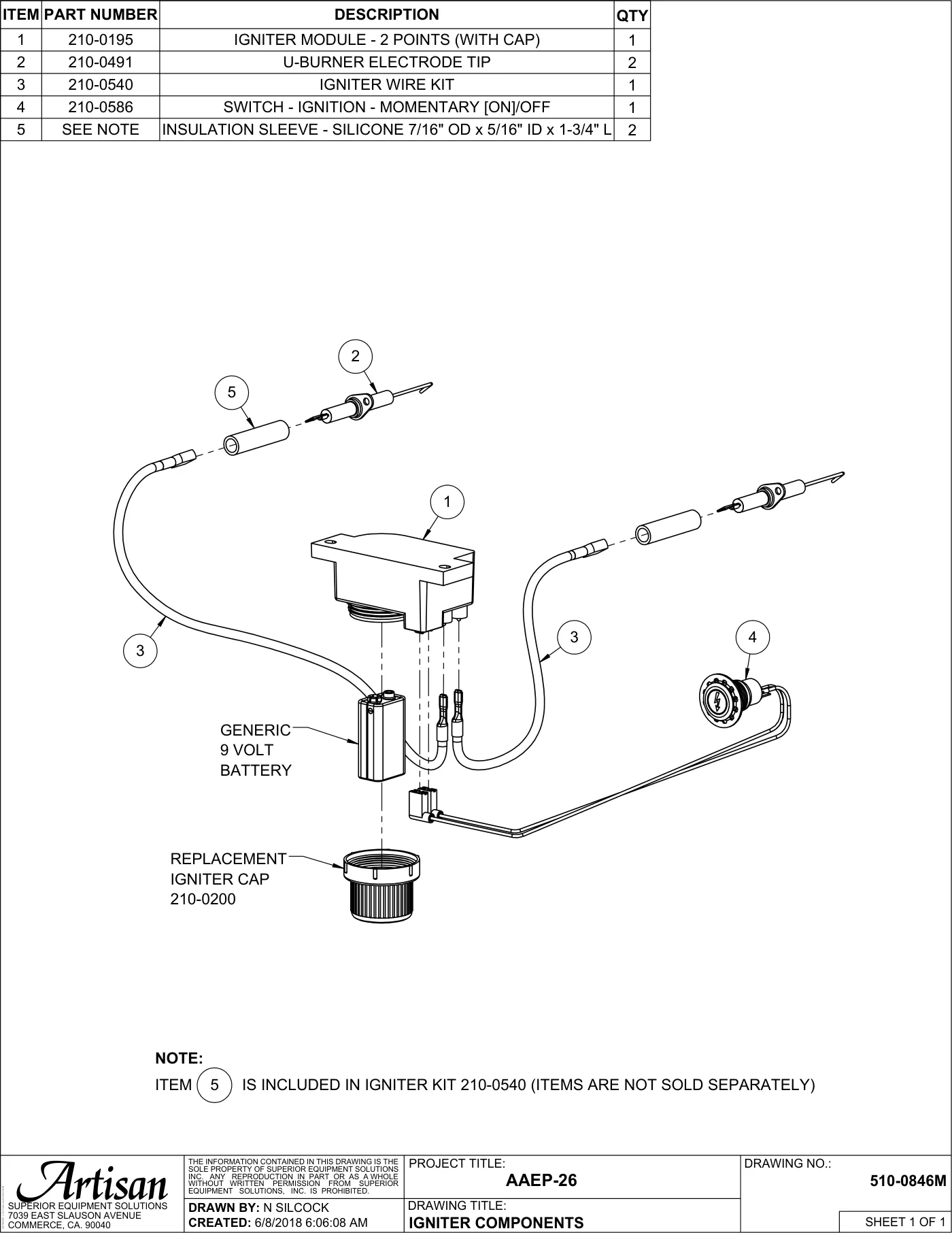 AAEP-26 Grill Igniter Components parts diagram