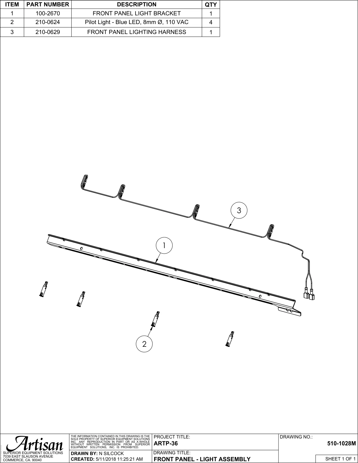 ARTP-36 Grill Front Panel - Light Assembly parts diagram
