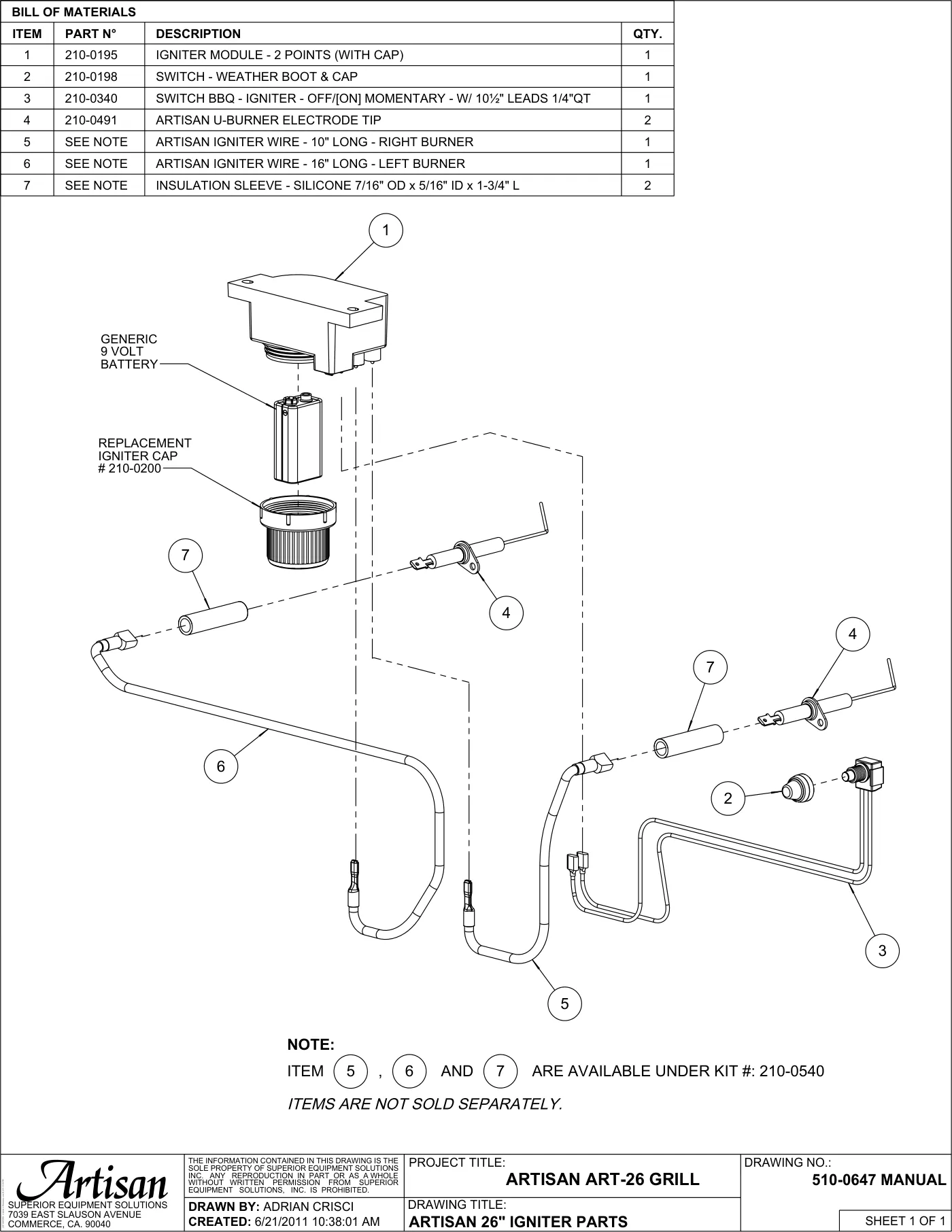 ART-26 Grill Igniter Parts parts diagram
