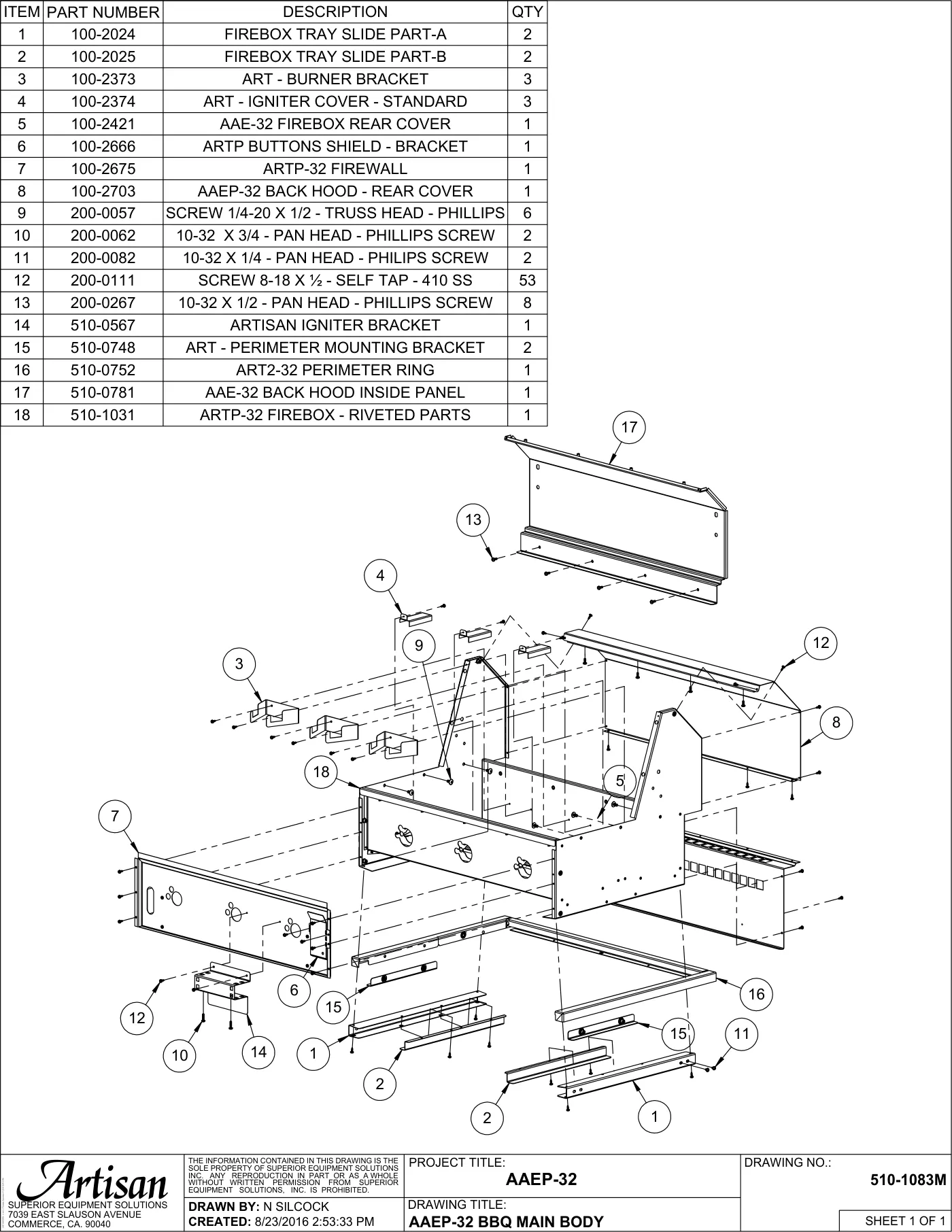 AAEP-32 Grill BBQ Main Body parts diagram