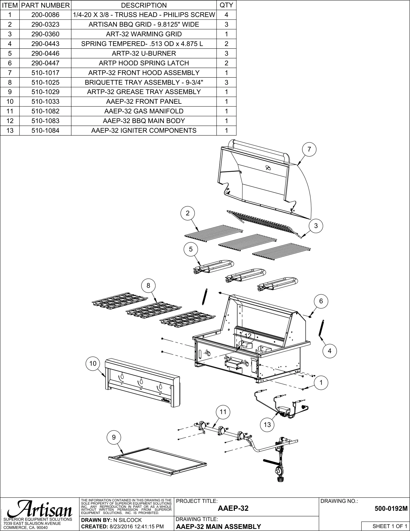 AAEP-32 Grill Complete Unit (Main Assembly) parts diagram