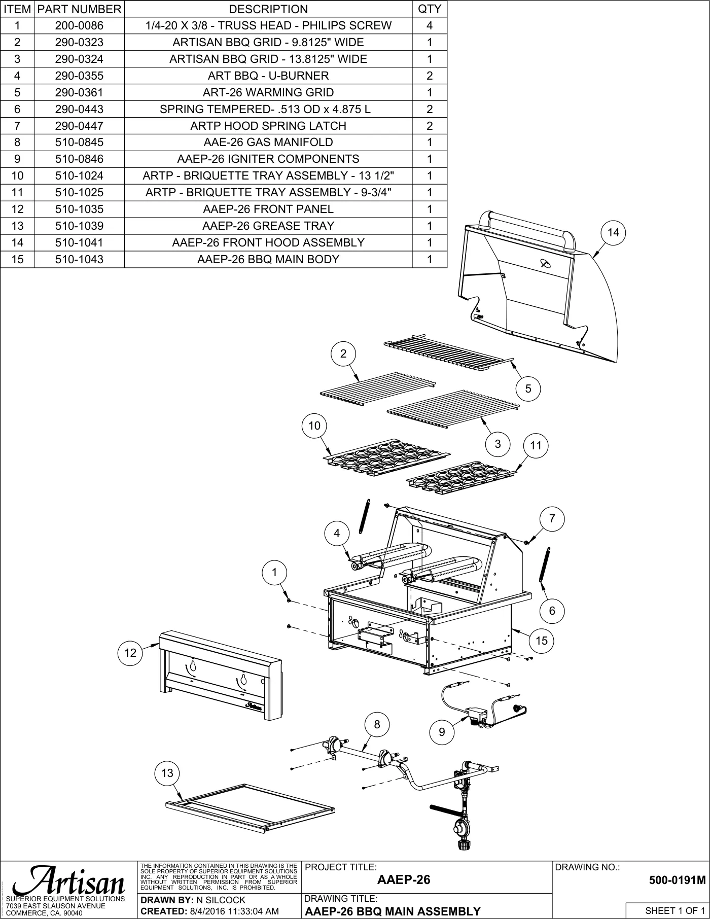 AAEP-26 Grill Complete Unit (Main Assembly) parts diagram
