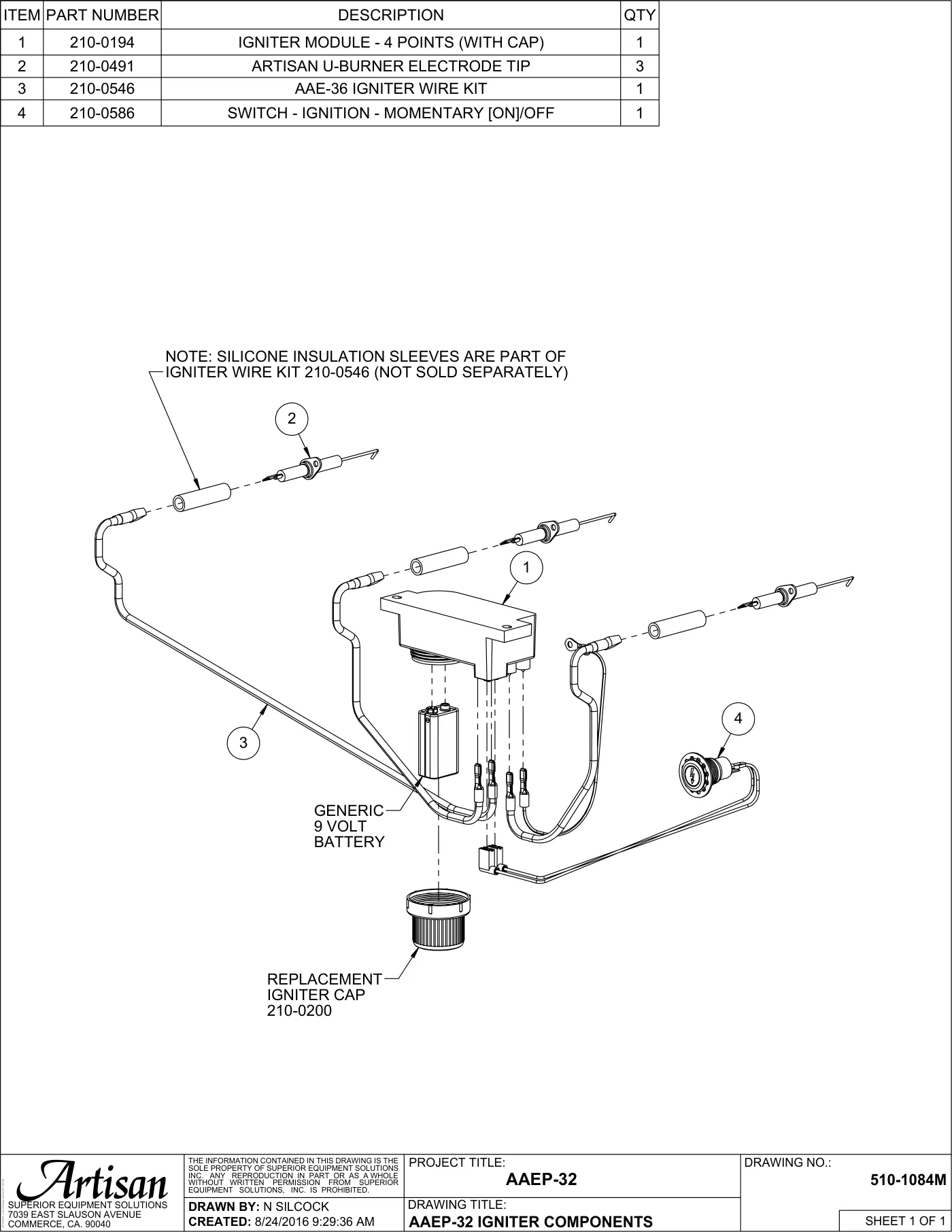 AAEP-32 Grill Igniter Components parts diagram