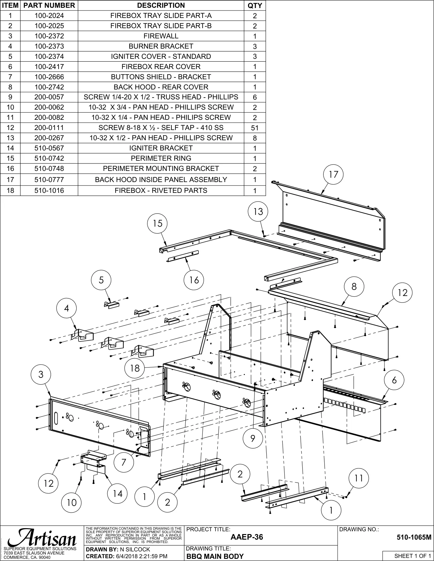 Artisan AAEP-36 Grill Parts Diagrams (Serial 25-134000 and newer) | Pro ...