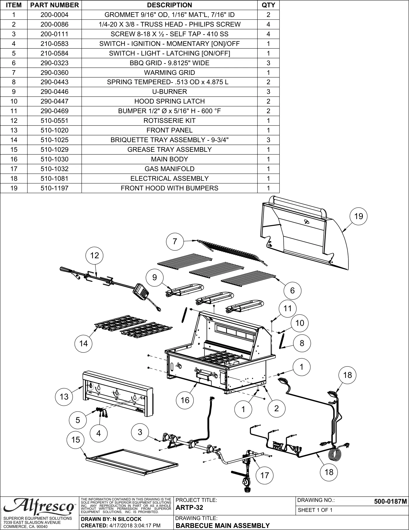 ARTP-32 Grill Complete Unit (Main Assembly) parts diagram