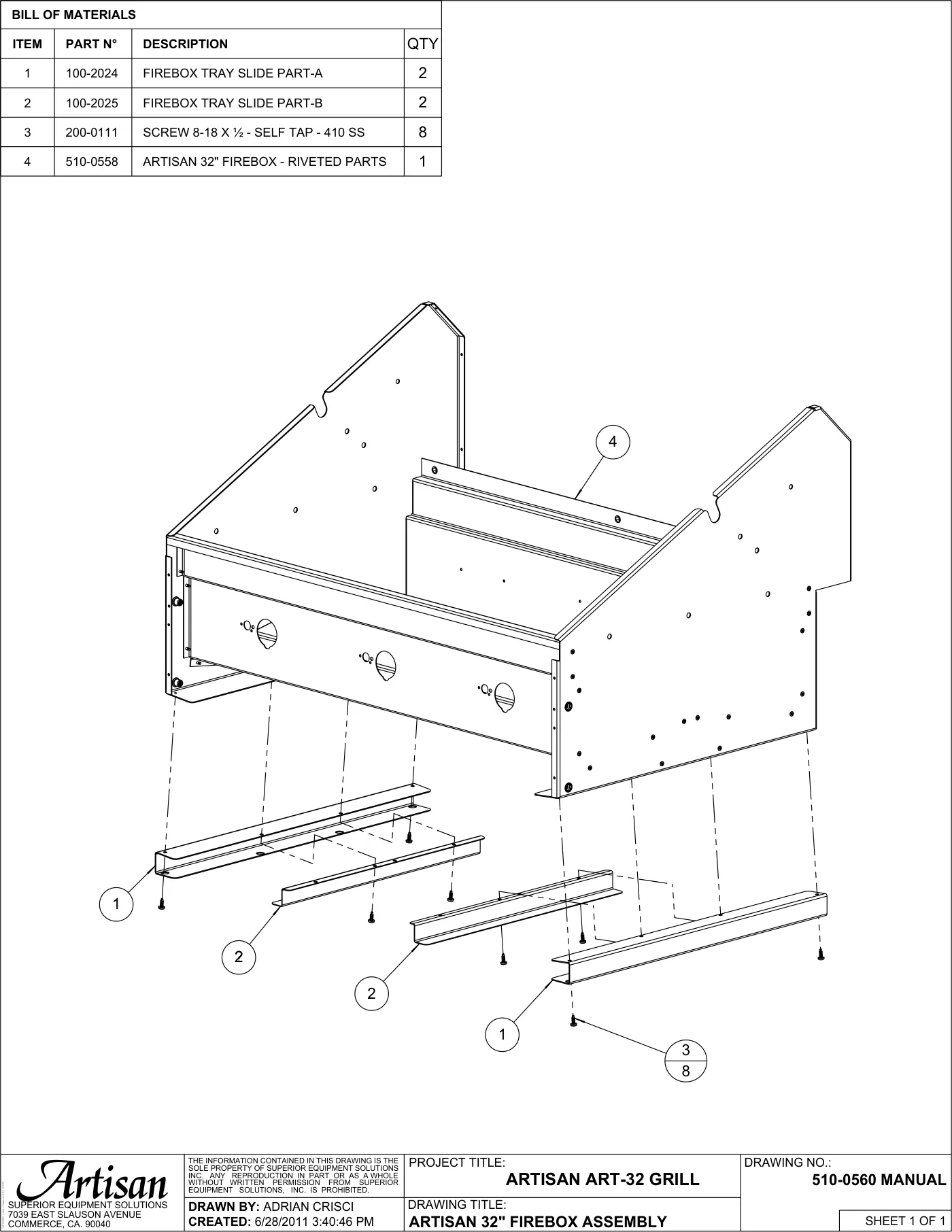 ART-32 Grill Firebox Assembly parts diagram