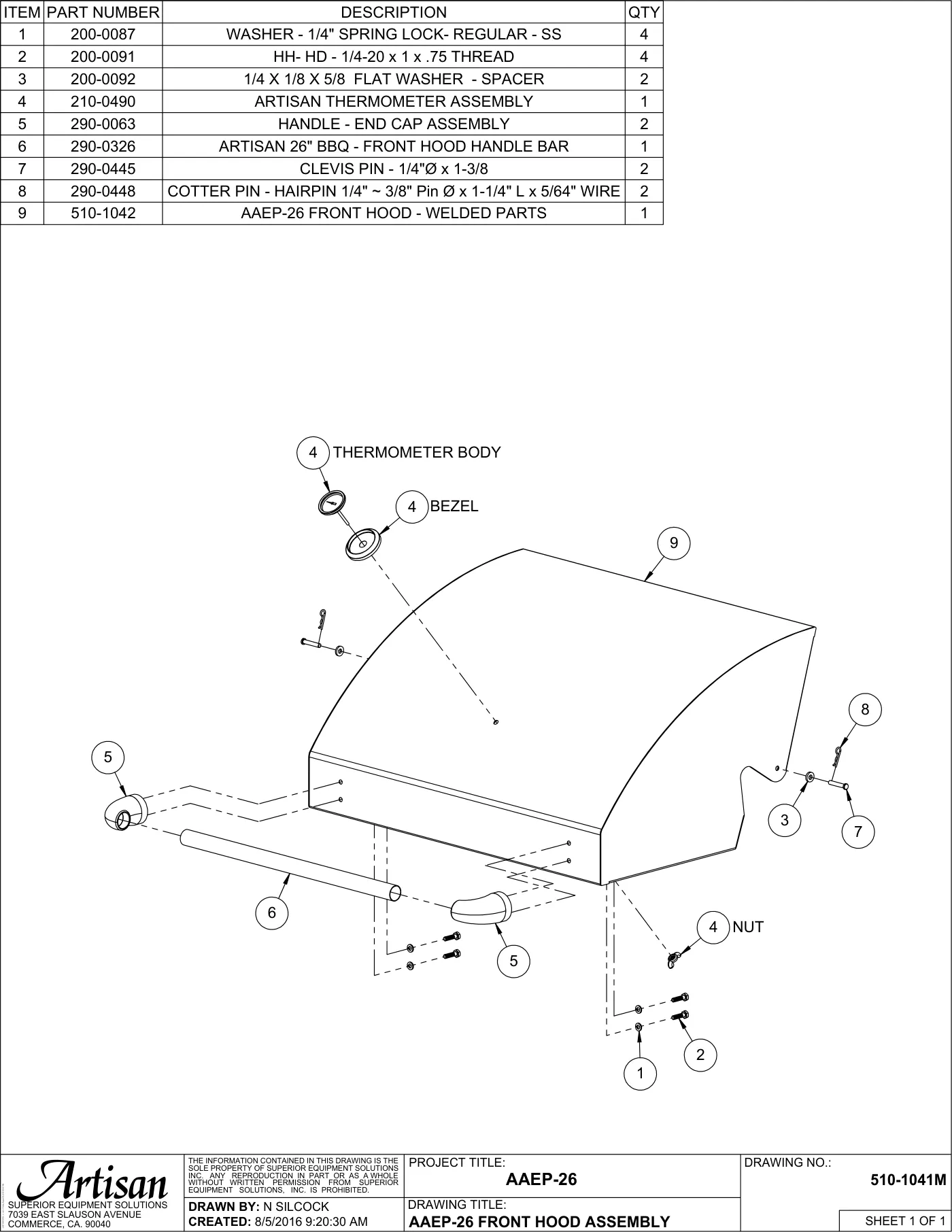 AAEP-26 Grill Front Hood Assembly parts diagram
