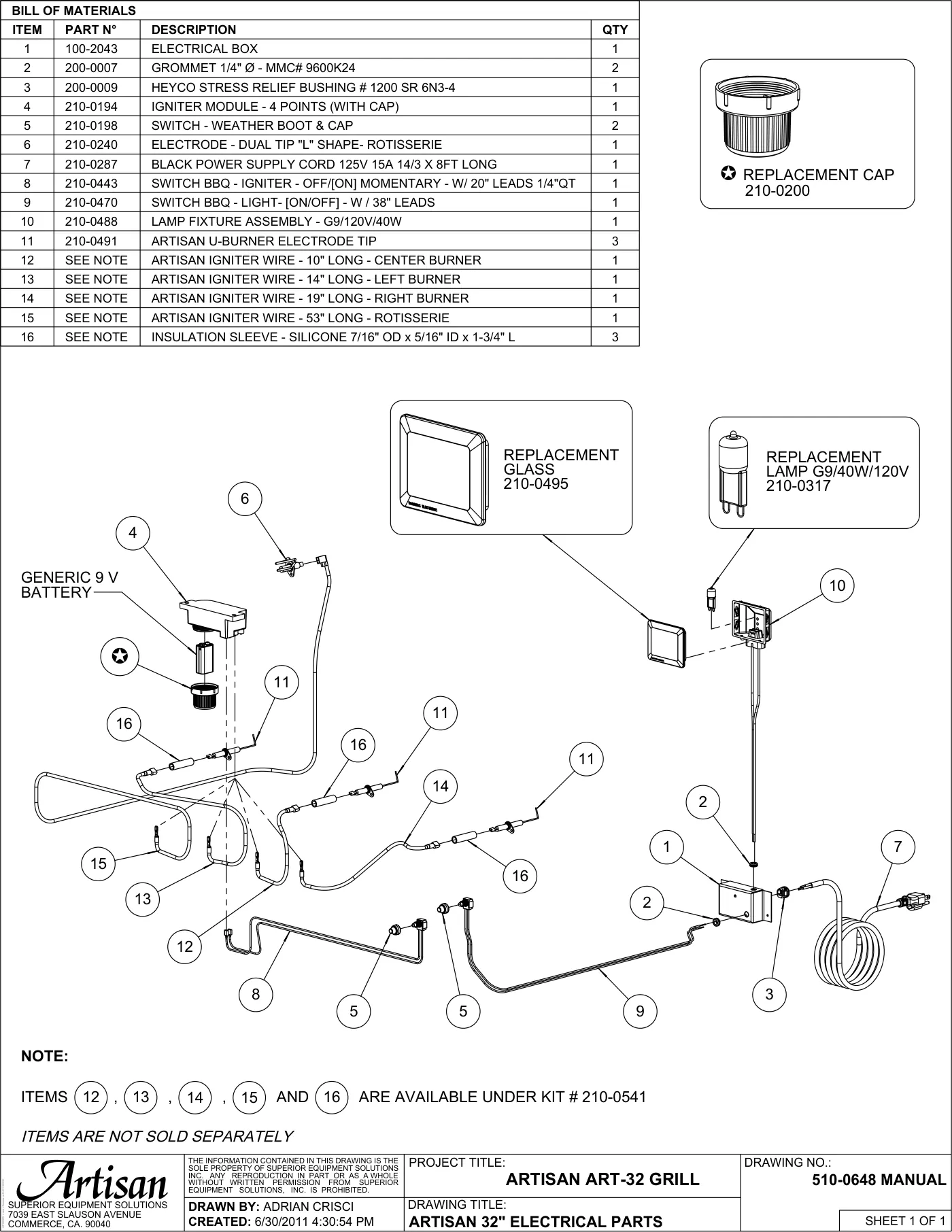 ART-32 Grill Electrical Parts parts diagram