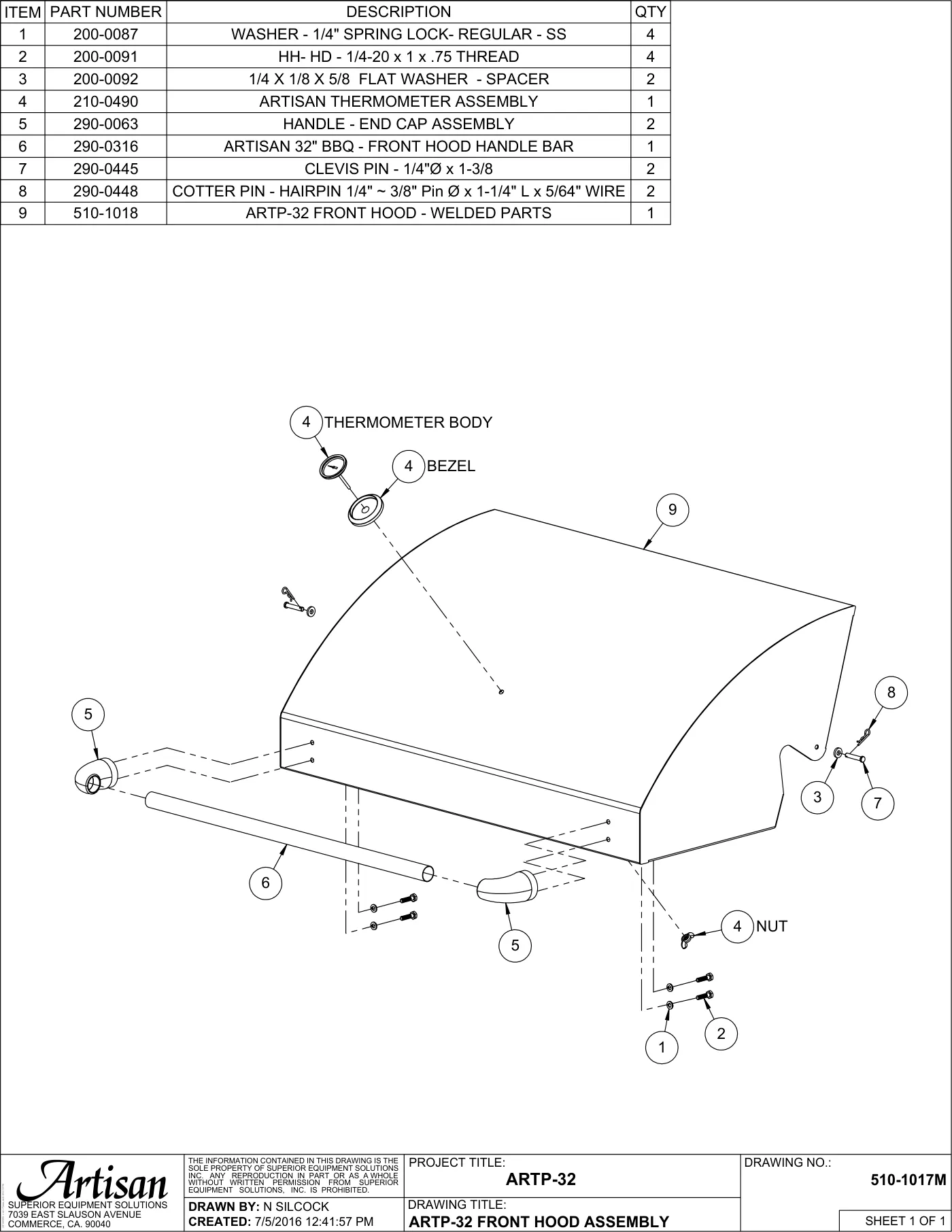 AAEP-32 Grill Front Hood Assembly parts diagram