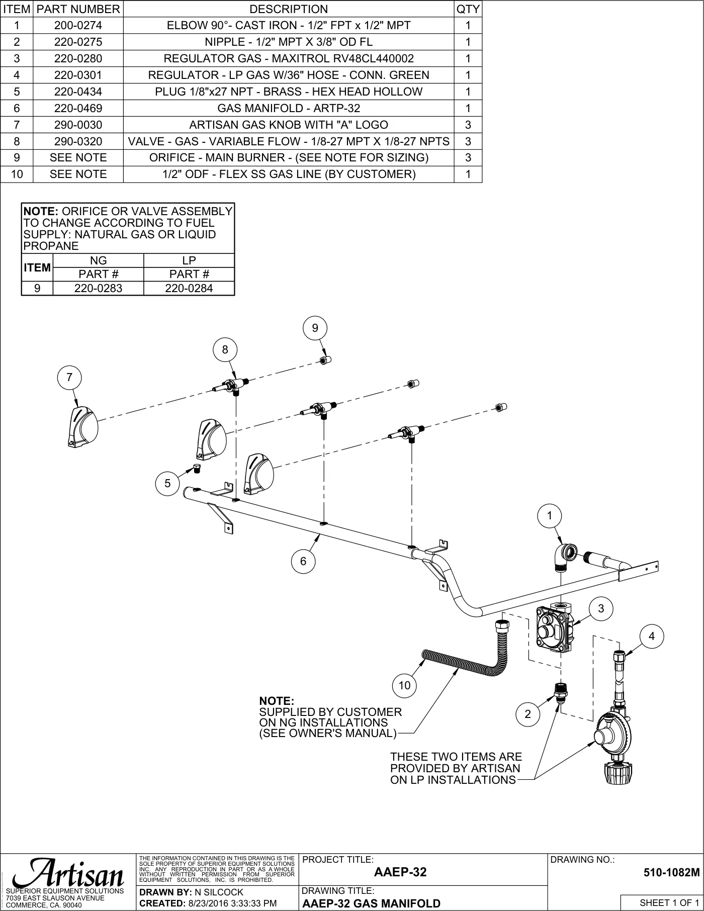 AAEP-32 Grill Gas Manifold parts diagram
