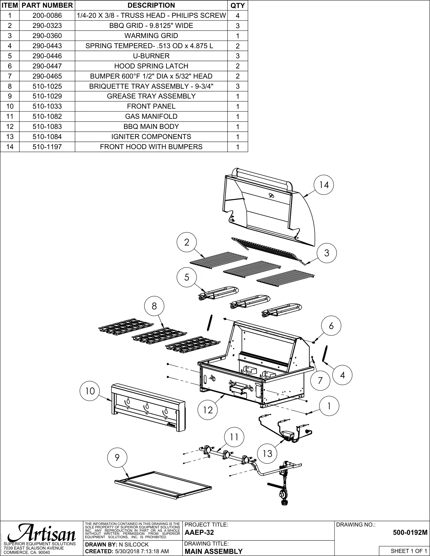 AAEP-32 Grill Complete Unit (Main Assembly) parts diagram