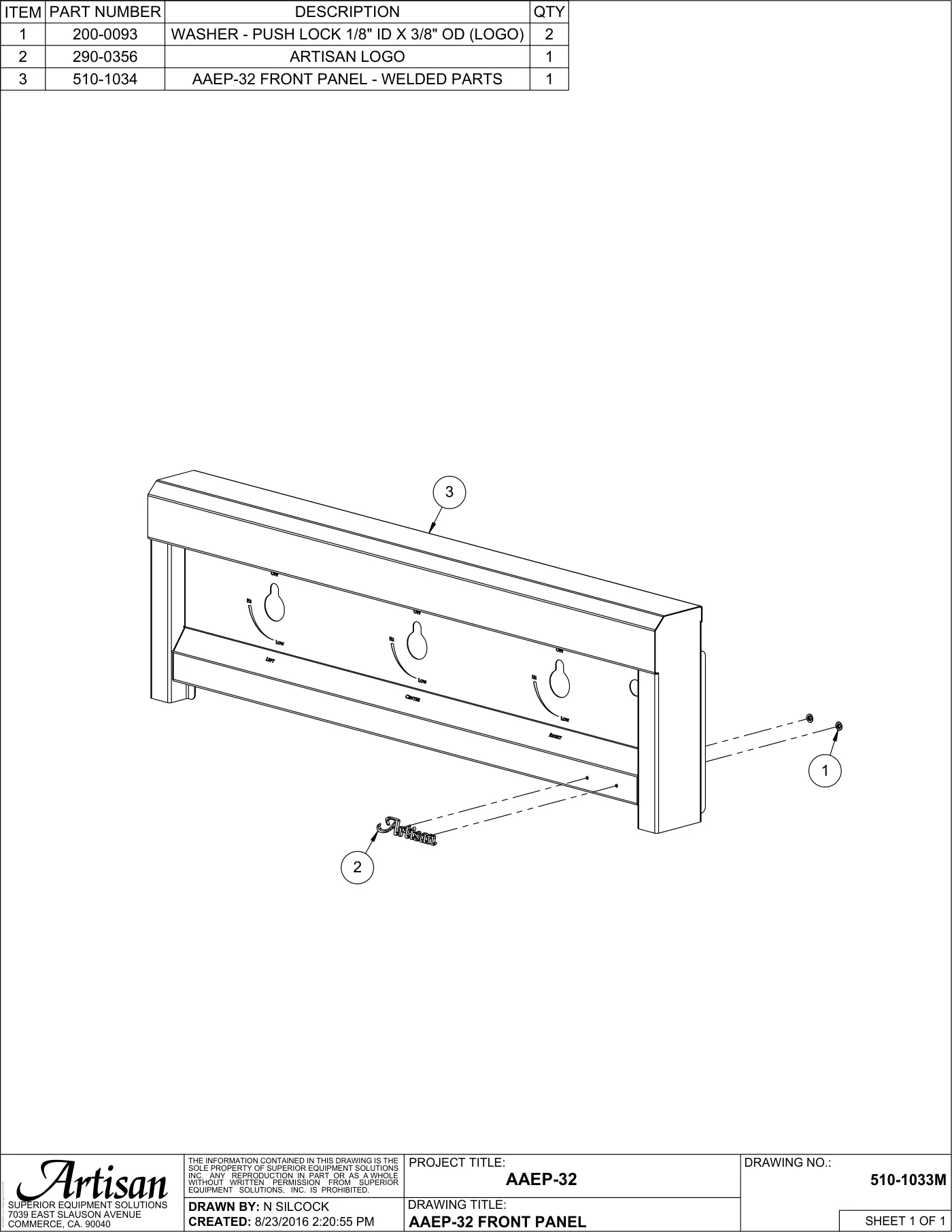 AAEP-32 Grill Front Panel parts diagram