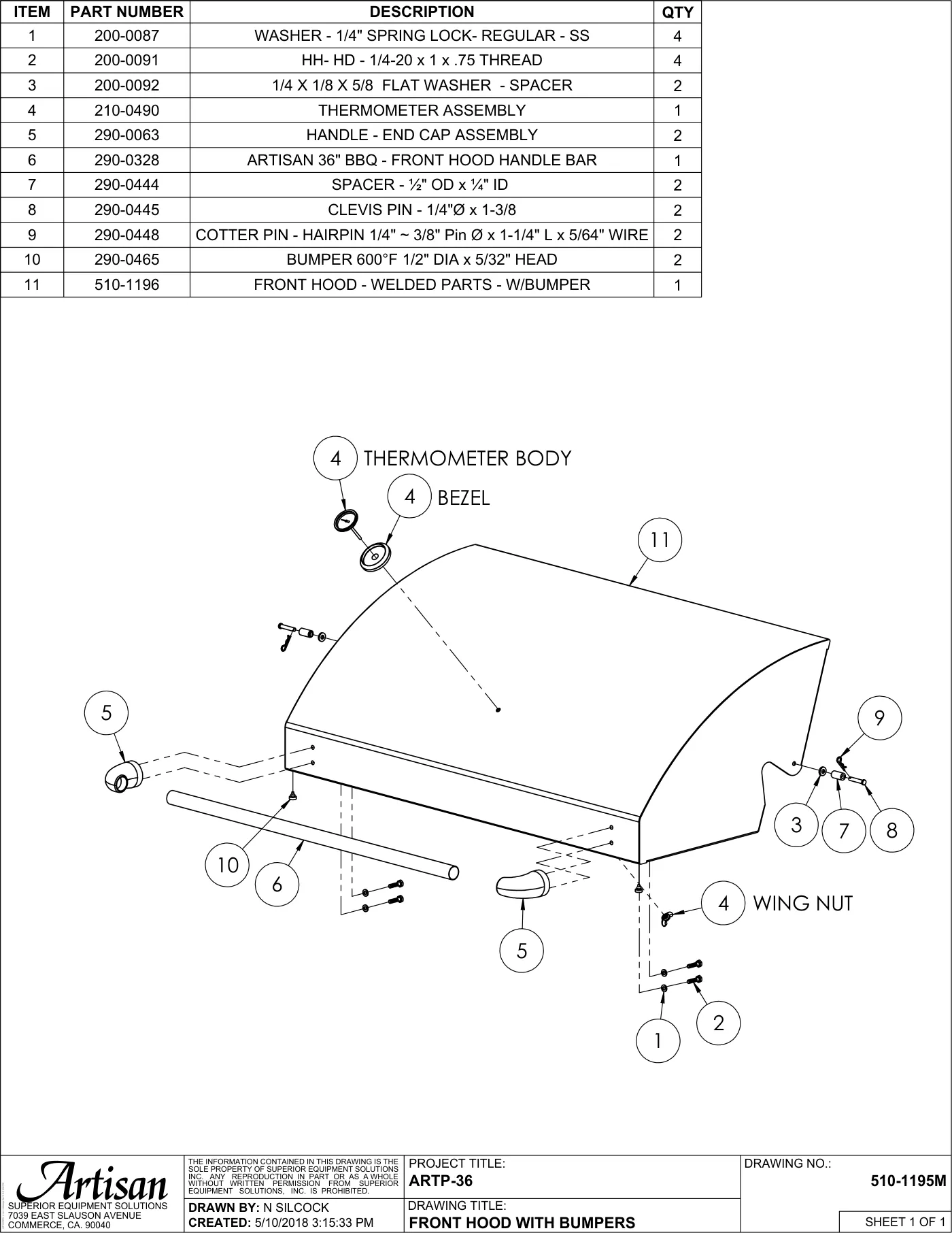 ARTP-36 Grill Front Hood with Bumpers parts diagram