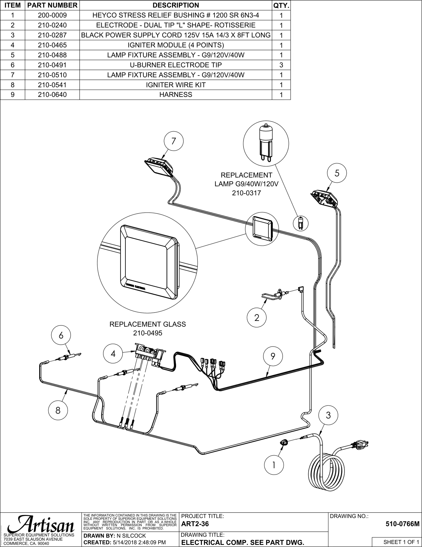 ARTP-36 Grill Electrical Comp parts diagram