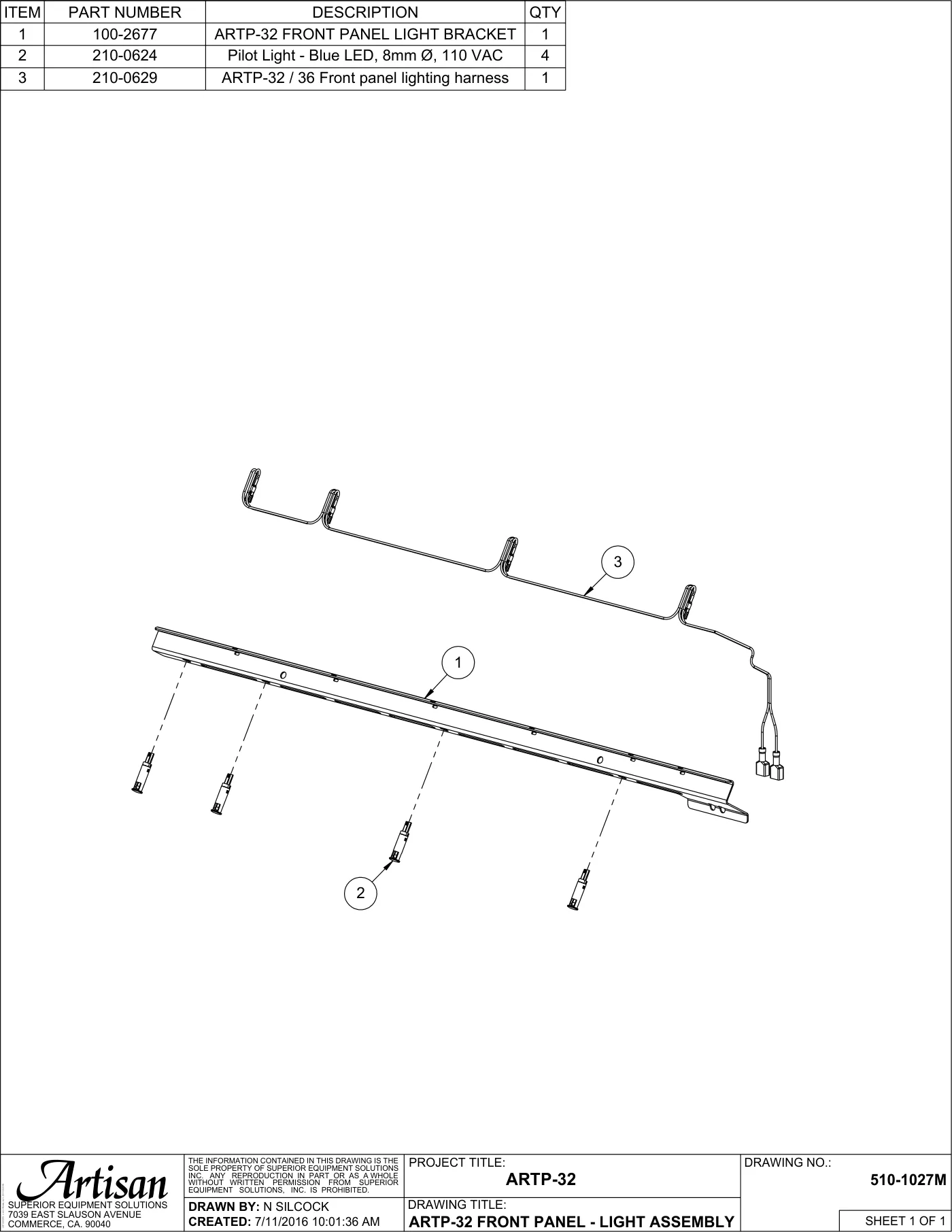 ARTP-32 Grill Front Panel - Light Assembly parts diagram