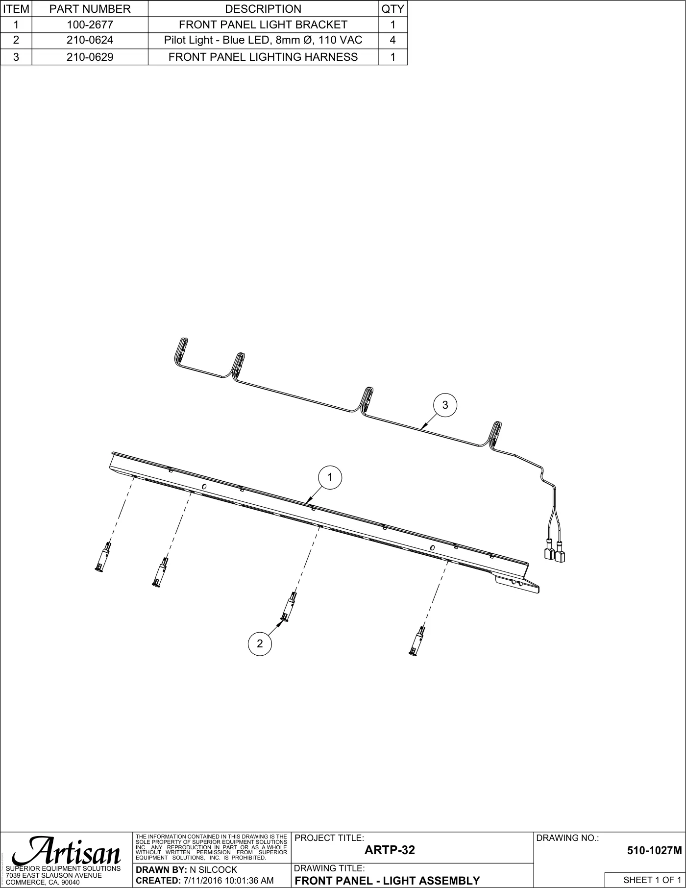 ARTP-32 Grill Front Panel - Light Assembly parts diagram