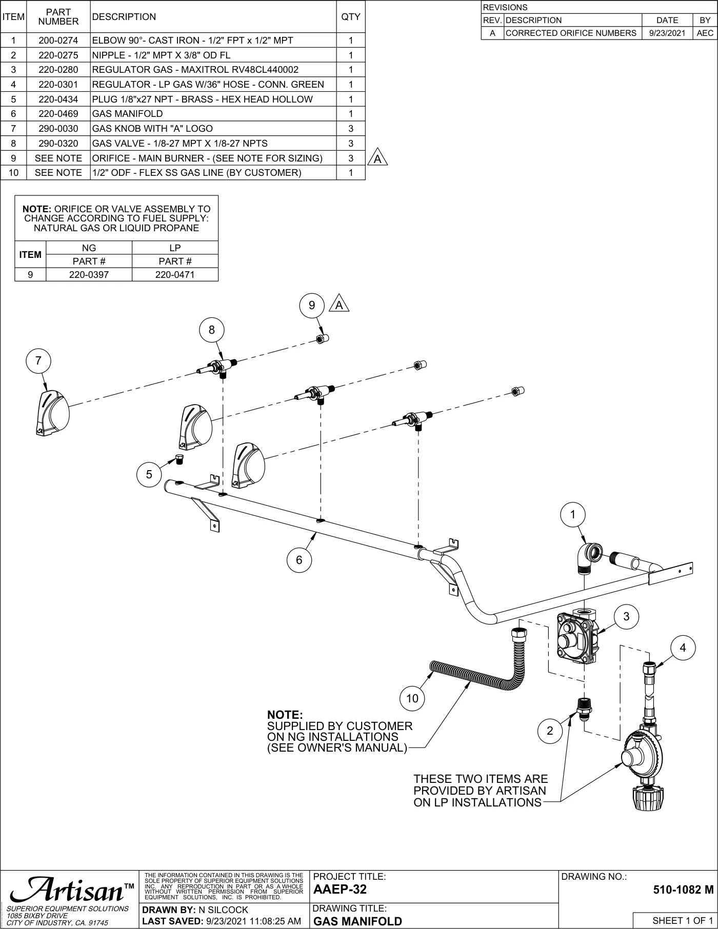 AAEP-32 Grill Gas Manifold parts diagram