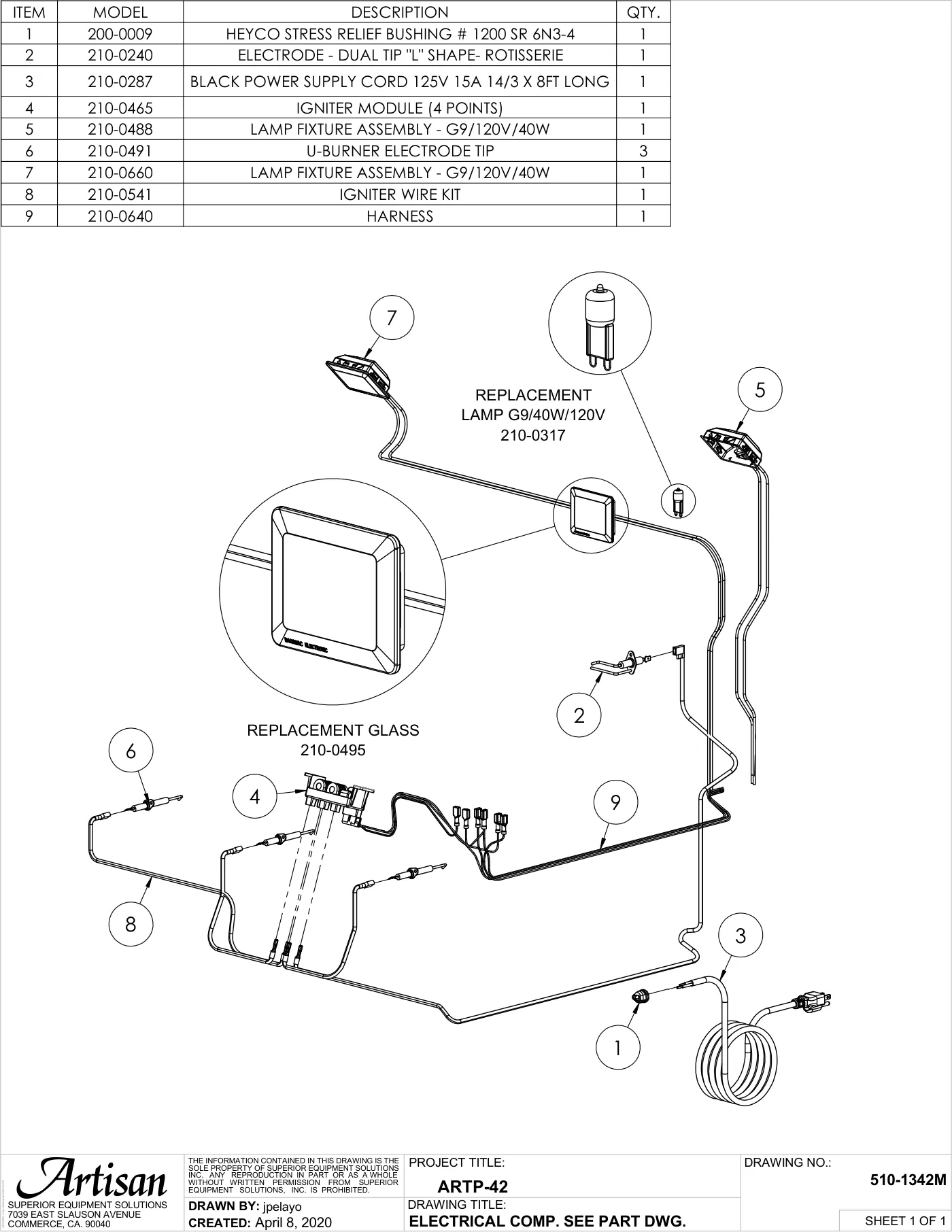 ARTP-42 Grill Electrical Comp parts diagram