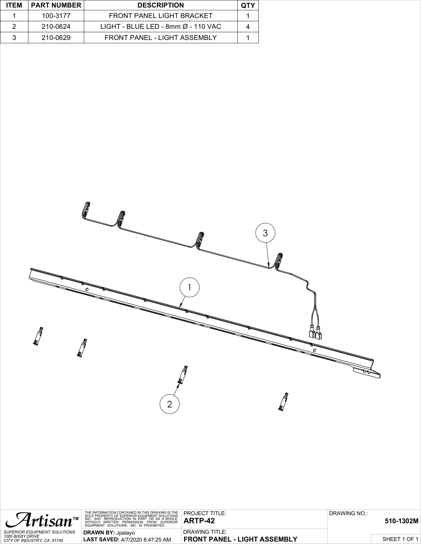 ARTP-42 Grill Front Panel - Light Assembly parts diagram