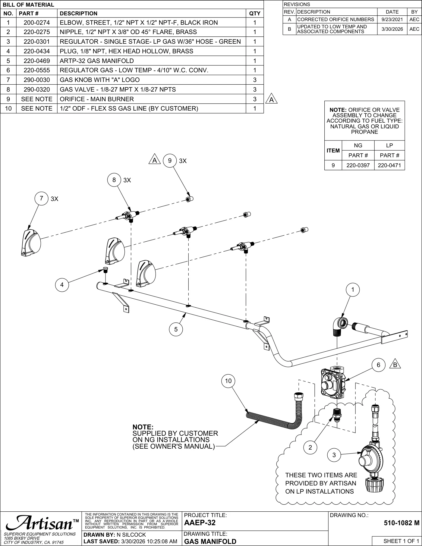 AAEP-32 Grill Gas Manifold parts diagram