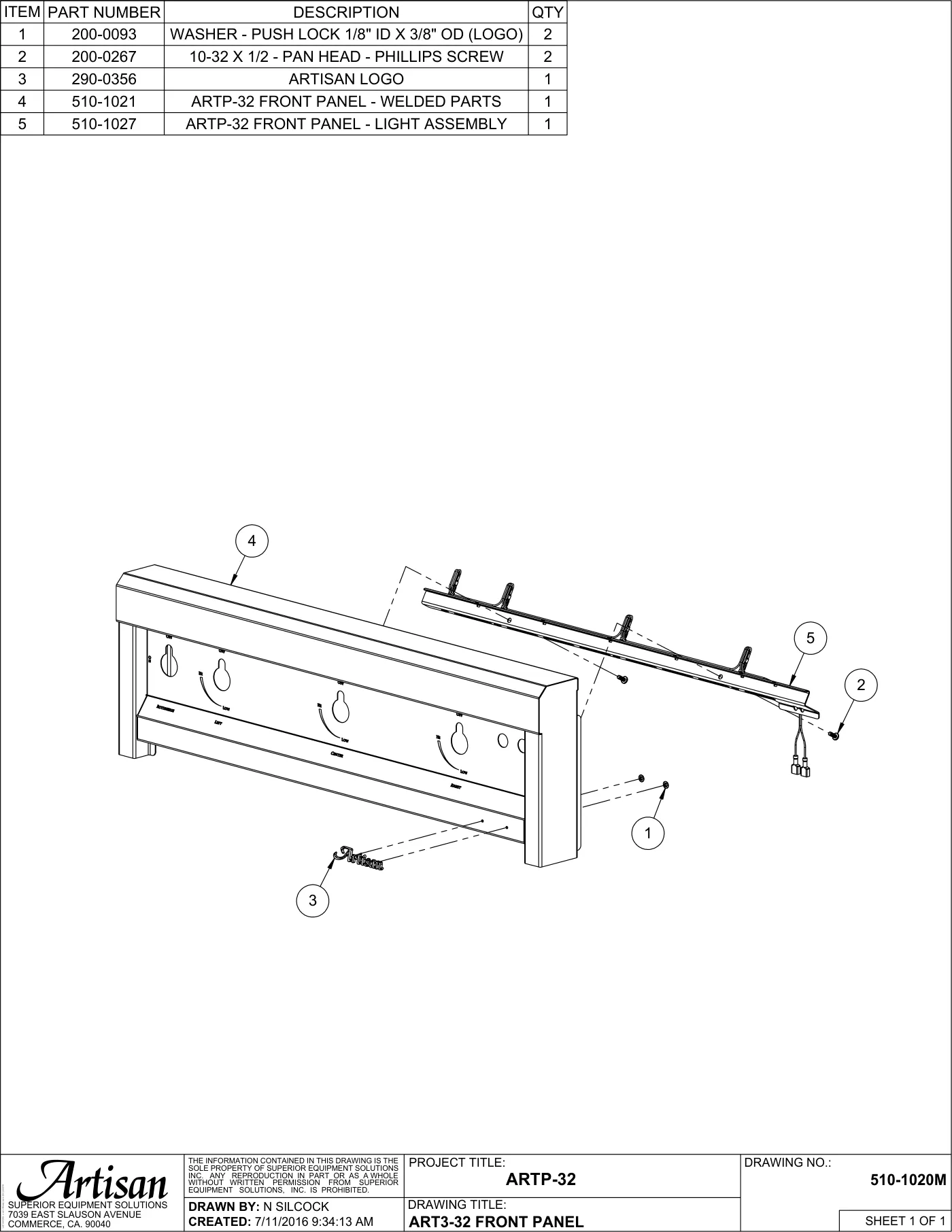 ARTP-32 Grill ART3-32 Front Panel parts diagram