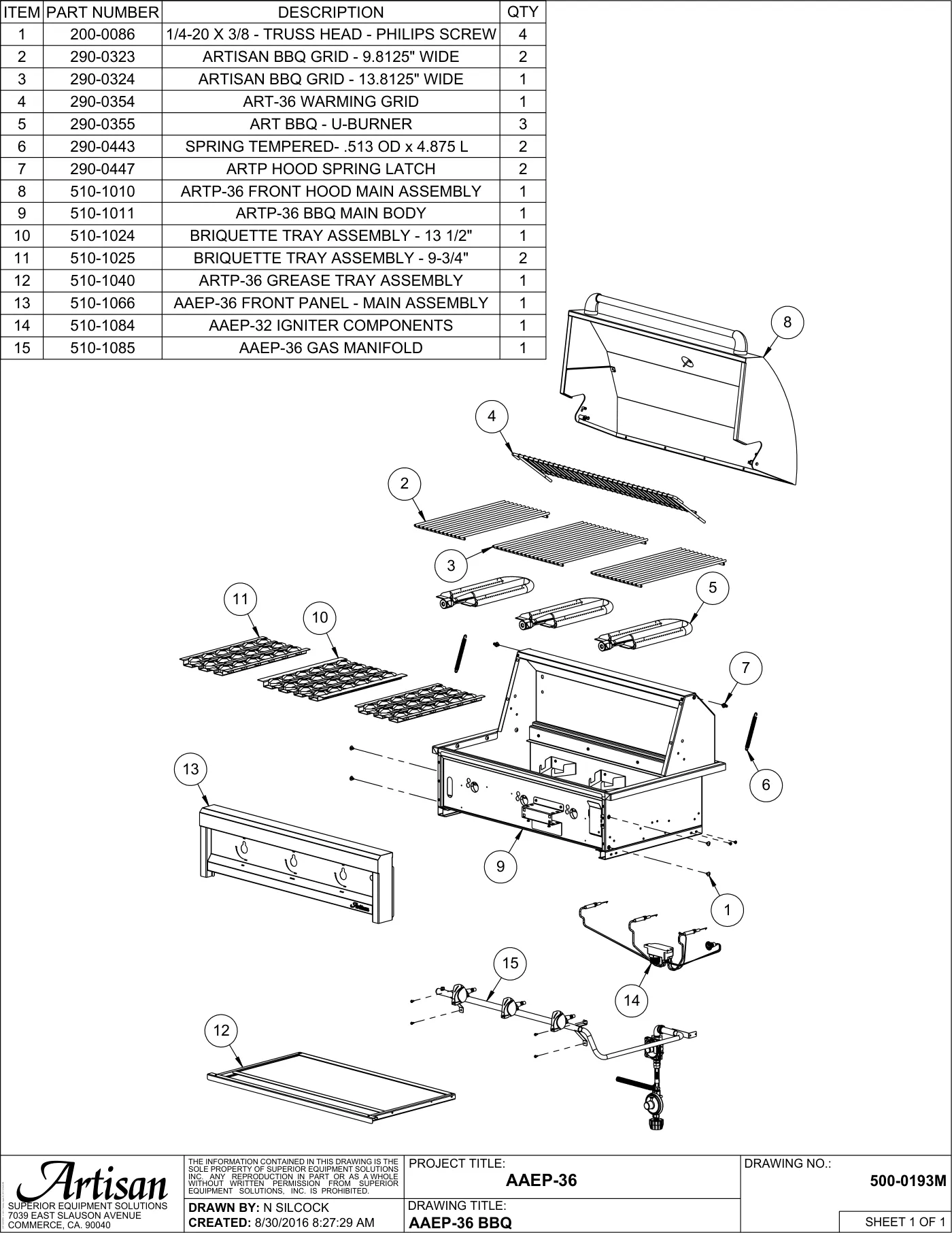 AAEP-36 Grill Complete Unit (Main Assembly) parts diagram
